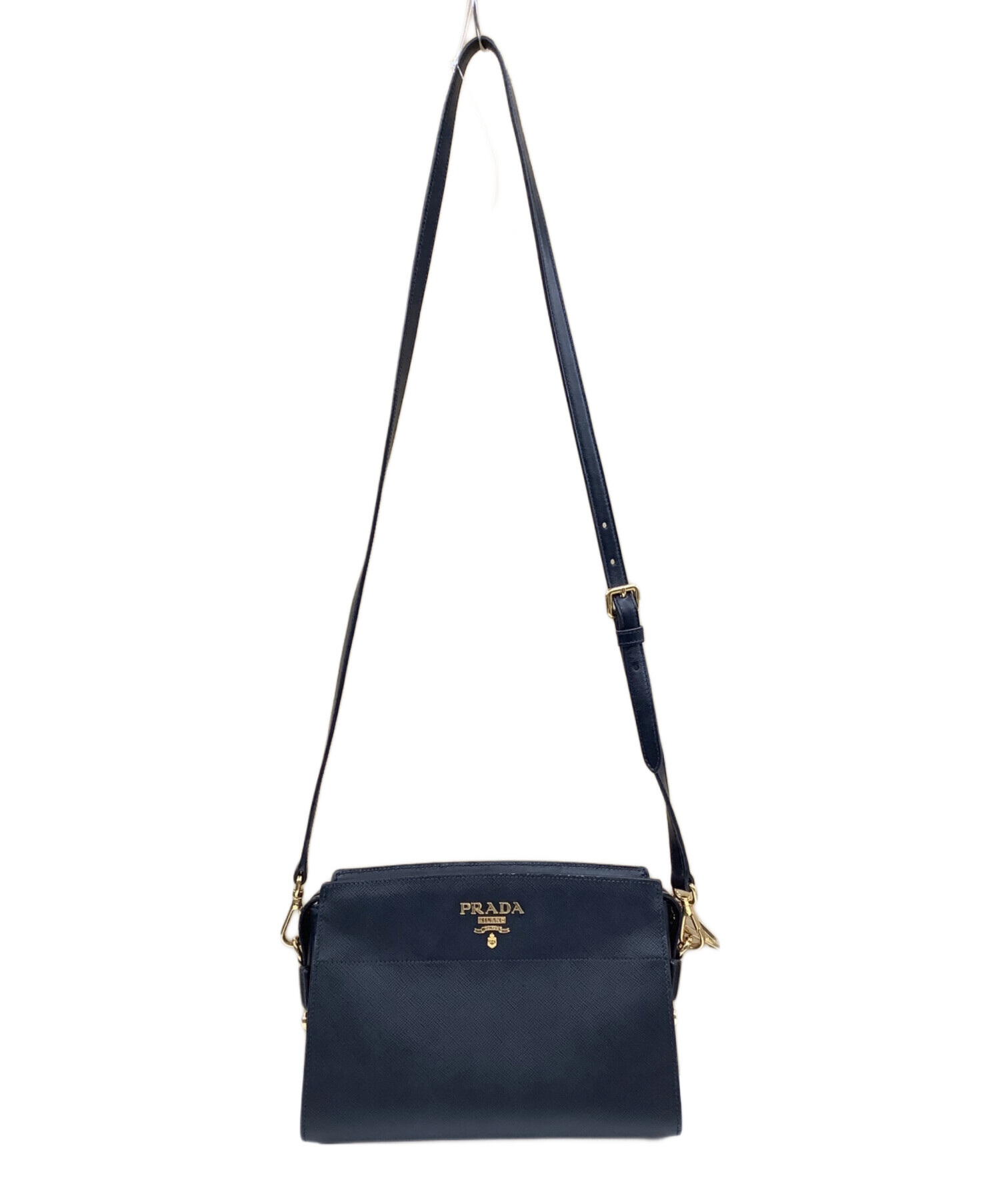 最終値下！PRADA ネイビー ショルダーバッグ 保証書付 中古・古着通販】PRADA (プラダ) サフィアーノショルダーバッグ