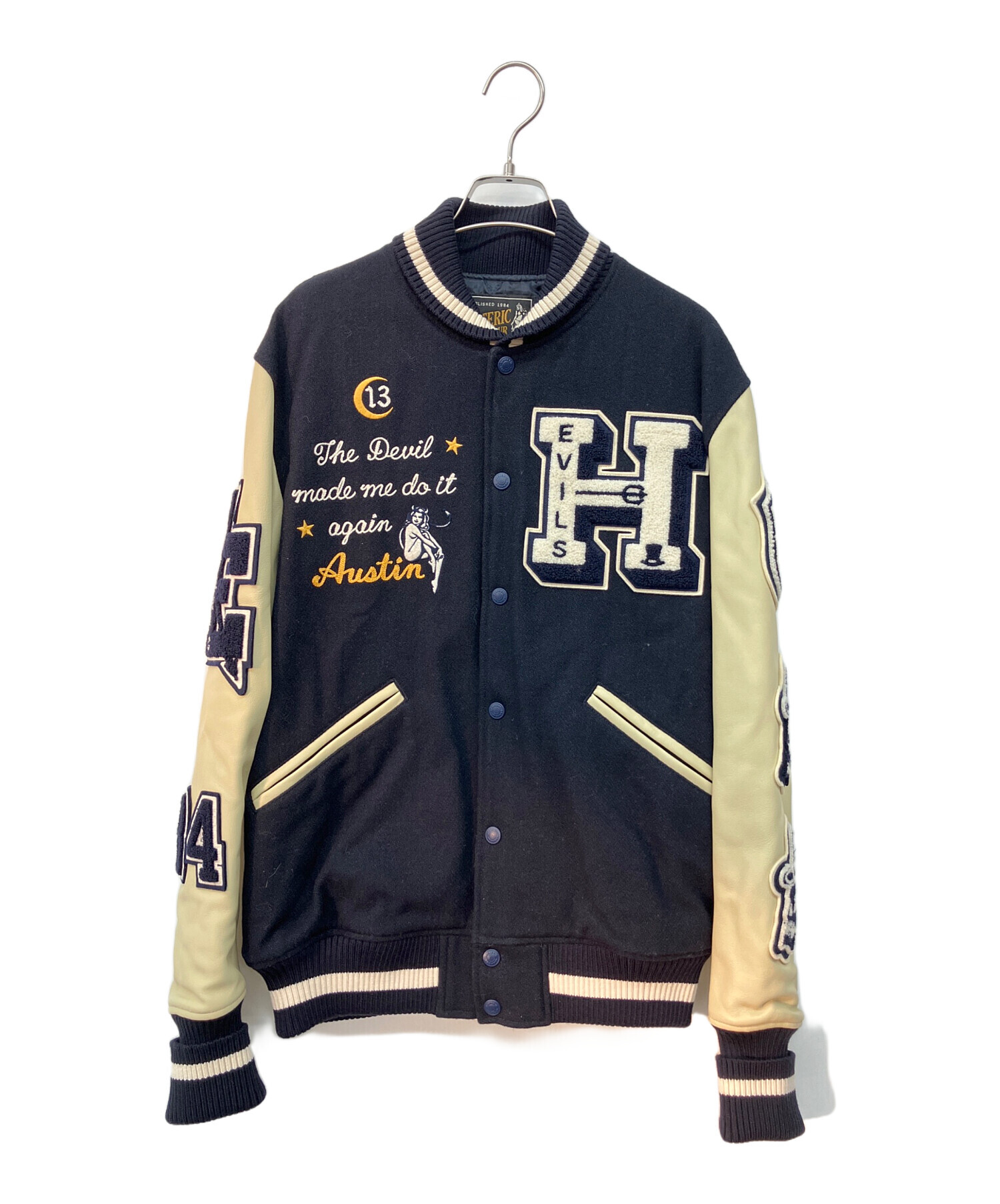 激レア★ヒステリックグラマー　ヒステリックロゴ刺繍入りスタジャン　メンズL 黒 中古・古着通販】Hysteric Glamour (ヒステリックグラマー) DEVIL 刺繍