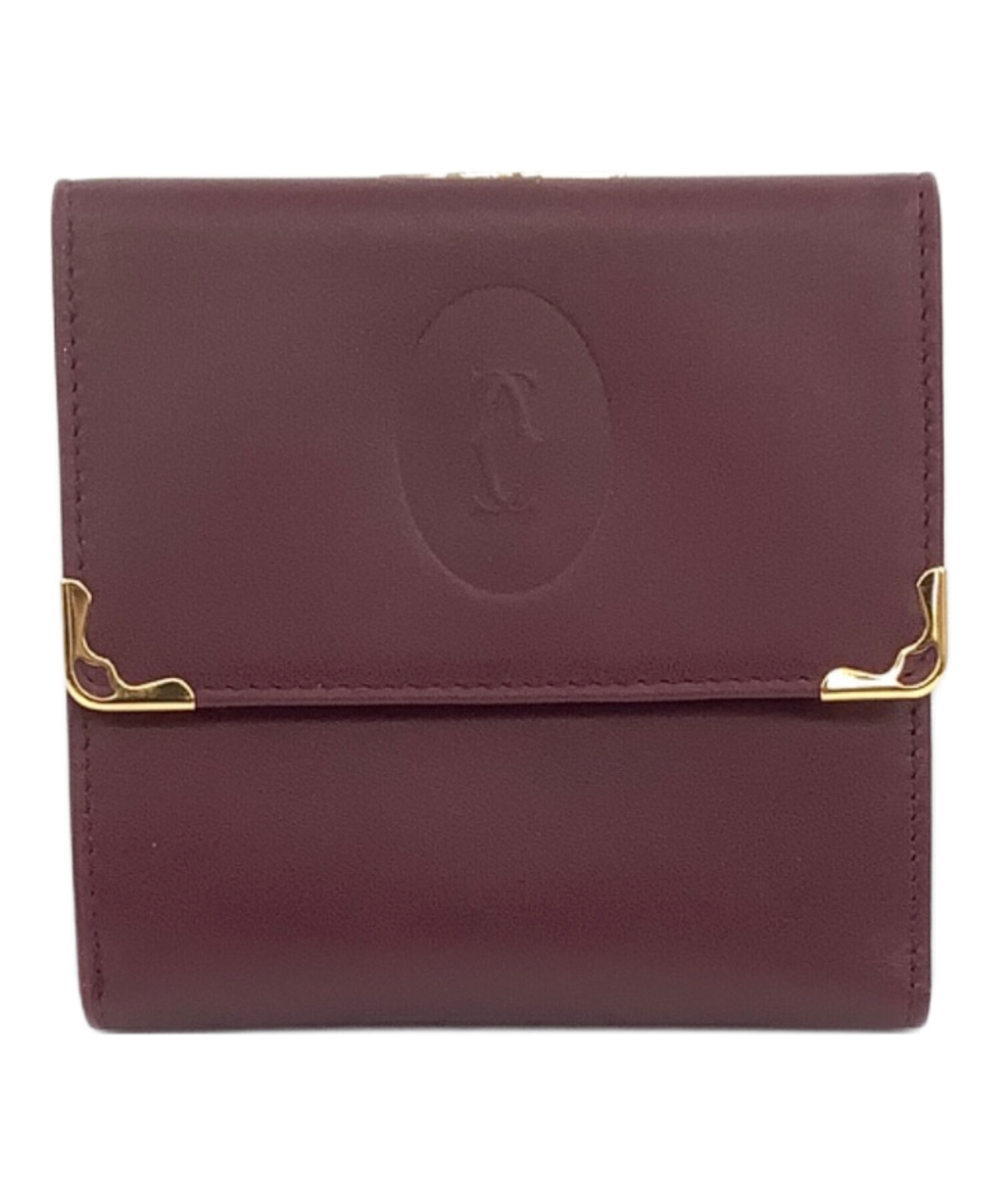 中古・古着通販Cartier (カルティエ) 3つ折り財布 ボルドー 中古・古着通販Cartier (カルティエ) 3つ折り財布 ボルドー