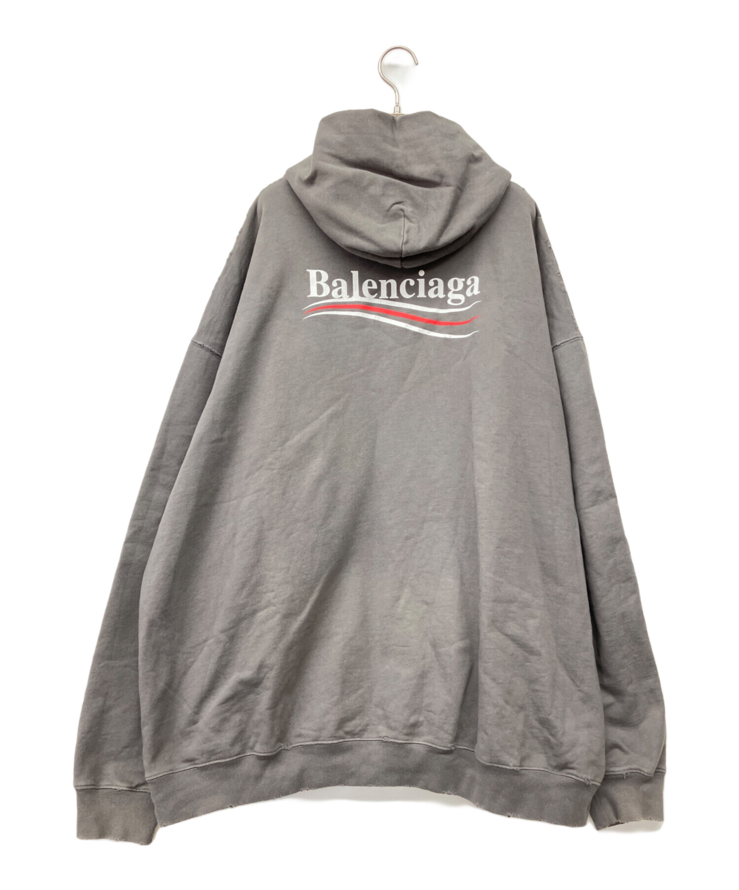 balenciaga グレー フード付きパーカー 中古・古着通販】BALENCIAGA (バレンシアガ) ダメージ加工パーカー