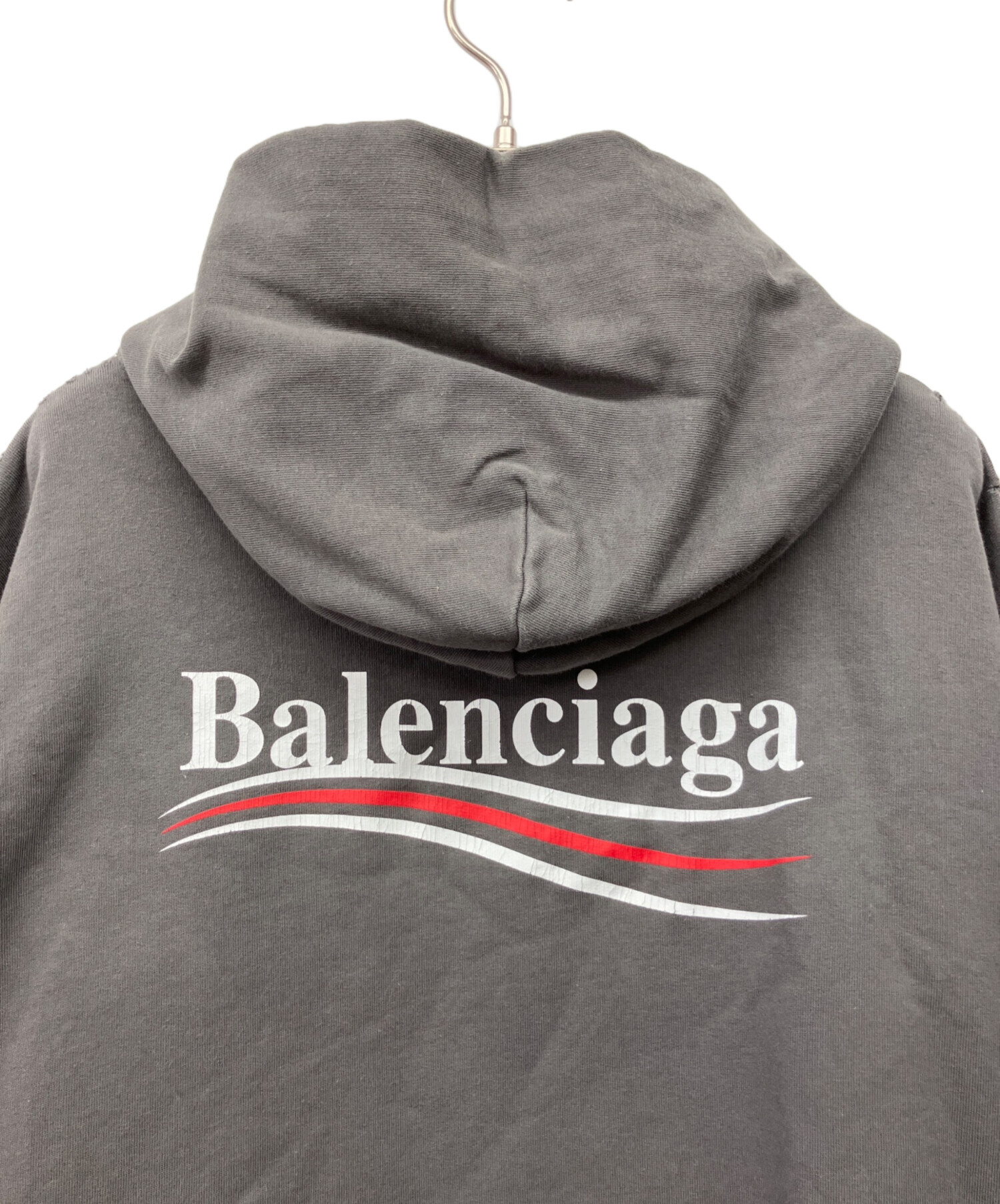 balenciaga グレー フード付きパーカー 中古・古着通販】BALENCIAGA (バレンシアガ) ダメージ加工パーカー