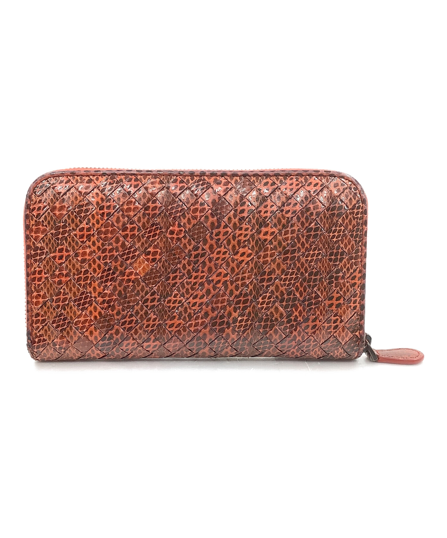 BOTTEGA VENETA 三つ折り財布 朱色系オレンジ 保存袋付 中古・古着通販】BOTTEGA VENETA (ボッテガベネタ) ラウンドファスナー