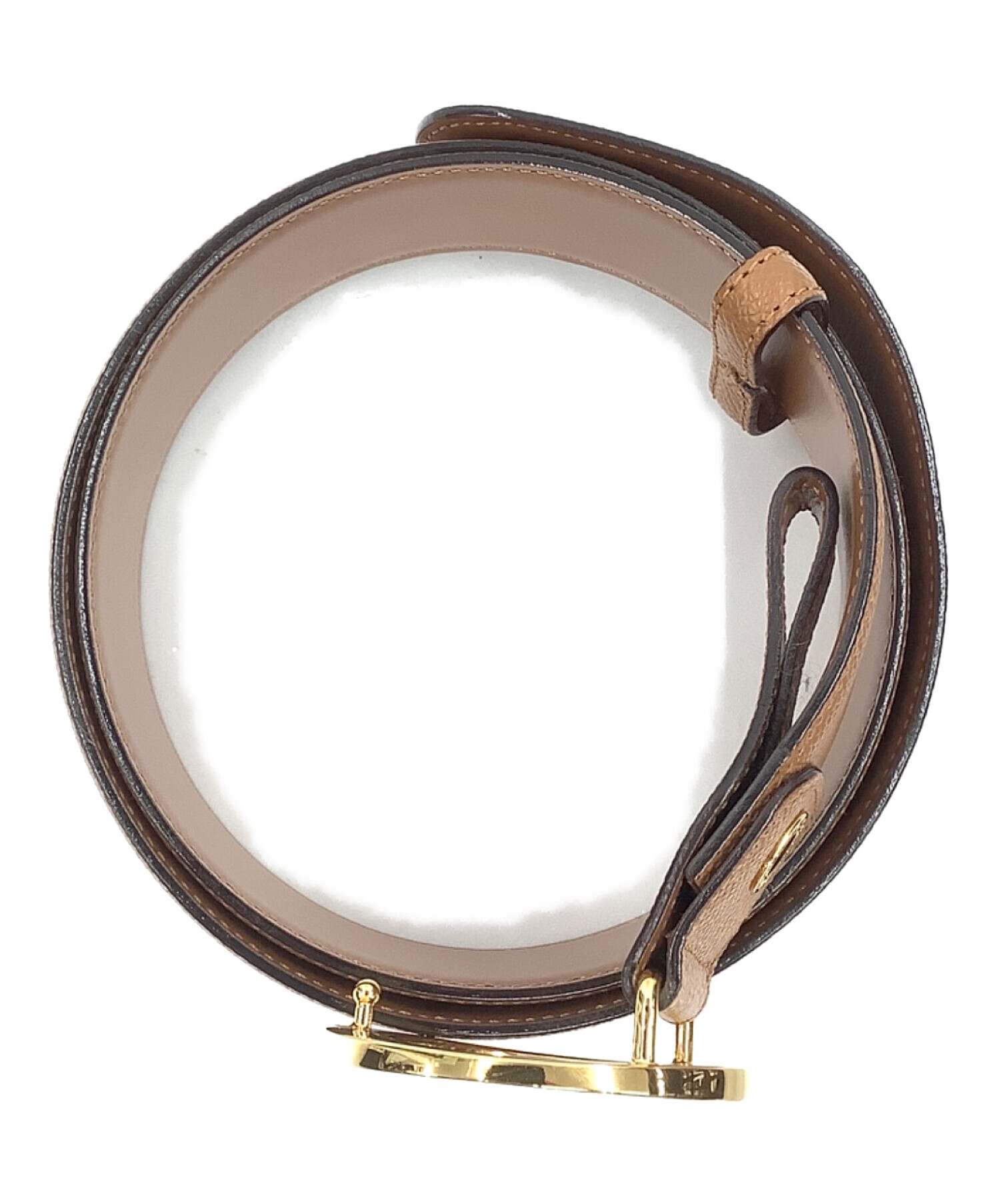 BVLGARI(ブルガリ)ブラウンレザーベルト サークルロゴ ゴールド未使用 中古・古着通販】BVLGARI (ブルガリ) ベルト ブラウン×ゴールド