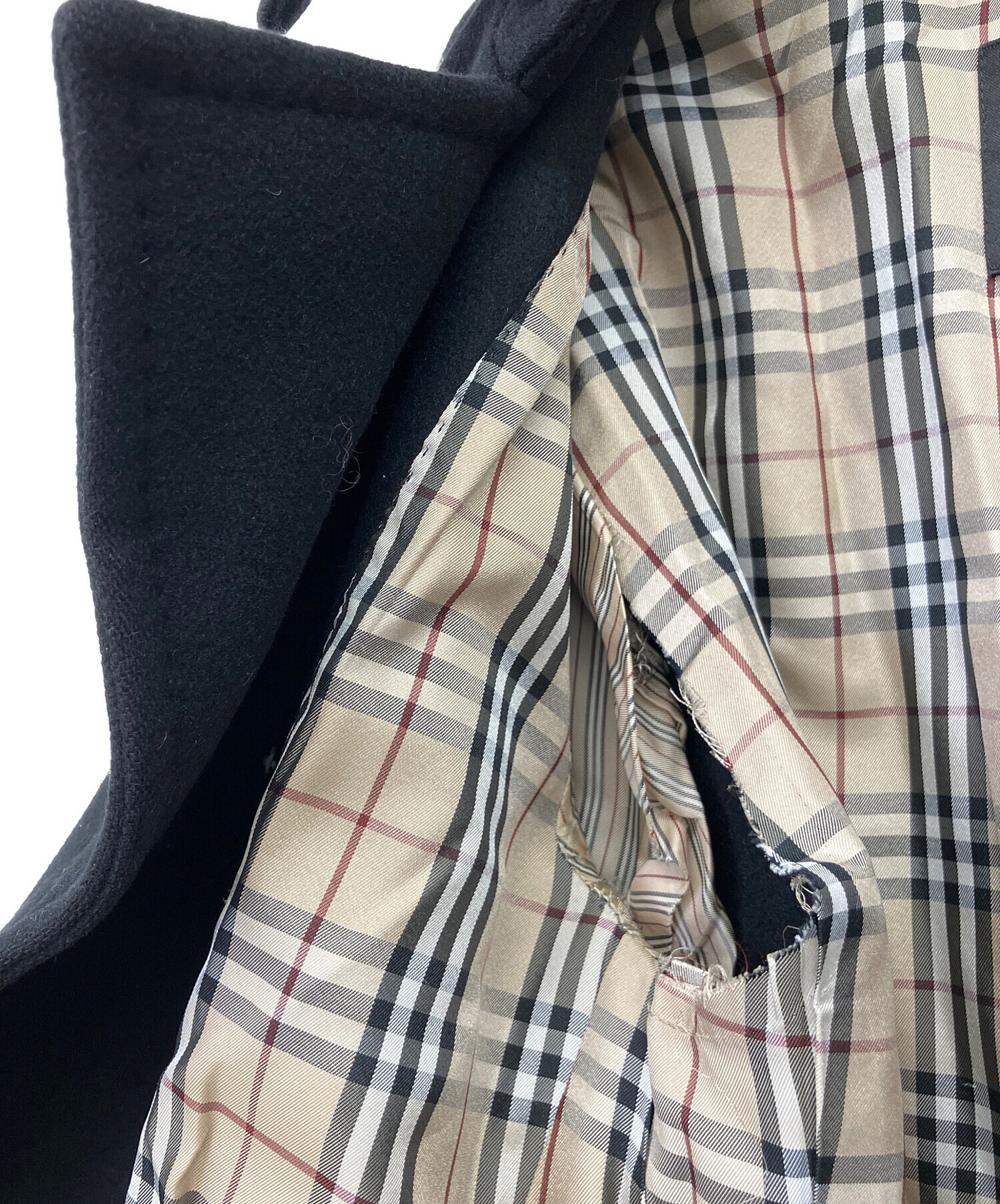 BURBERRY LONDON アンゴラ ウールコート ブラック 良品 BURBERRY LONDON バーバリーロンドン アンゴラウール ステン