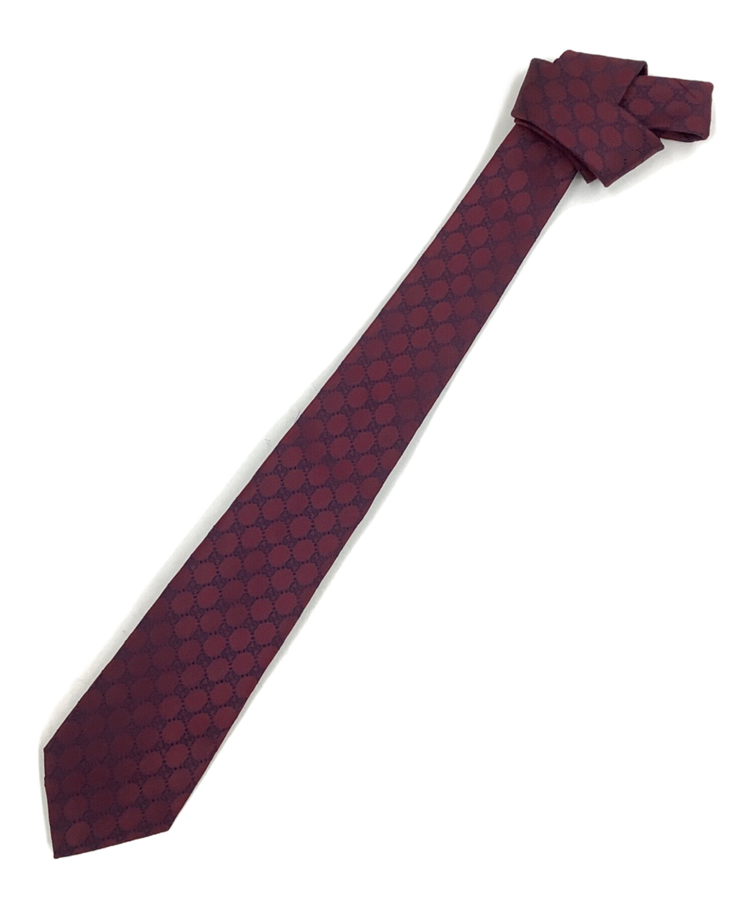グッチ GUCCI  ネクタイ シルク100％  レッドブラウン【中古】 中古・古着通販】GUCCI (グッチ) シルクネクタイ ワインレッド サイズ
