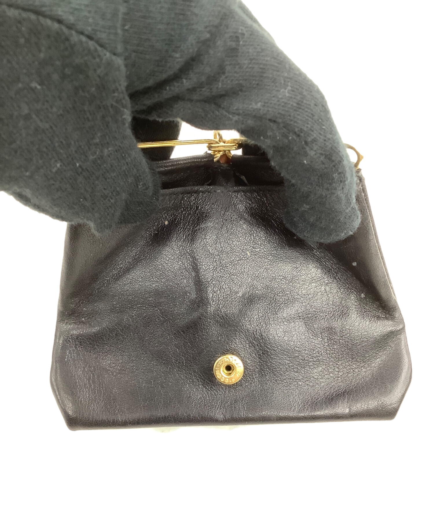 中古・古着通販】CELINE (セリーヌ) 三角レザーコインケース ブラック