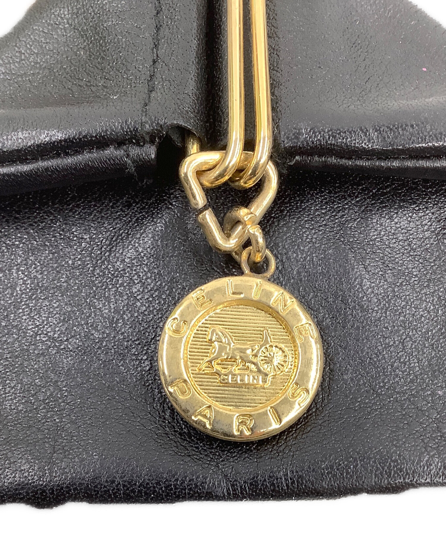 セリーヌ ゴールドレザー ケース 中古・古着通販】CELINE (セリーヌ) 三角レザーコインケース ブラック
