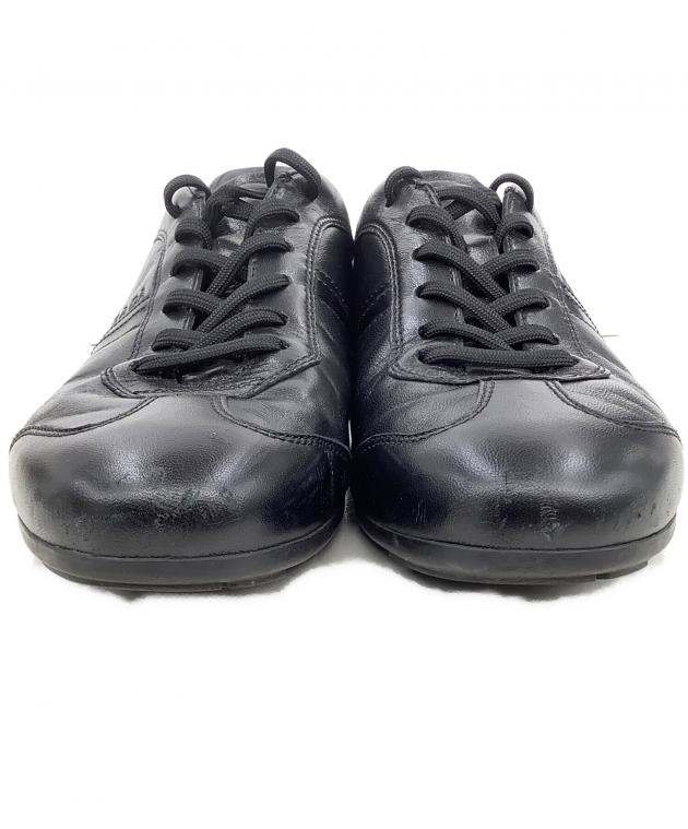 中古・古着通販】PRADA (プラダ) レザースニーカー ブラック サイズ:6