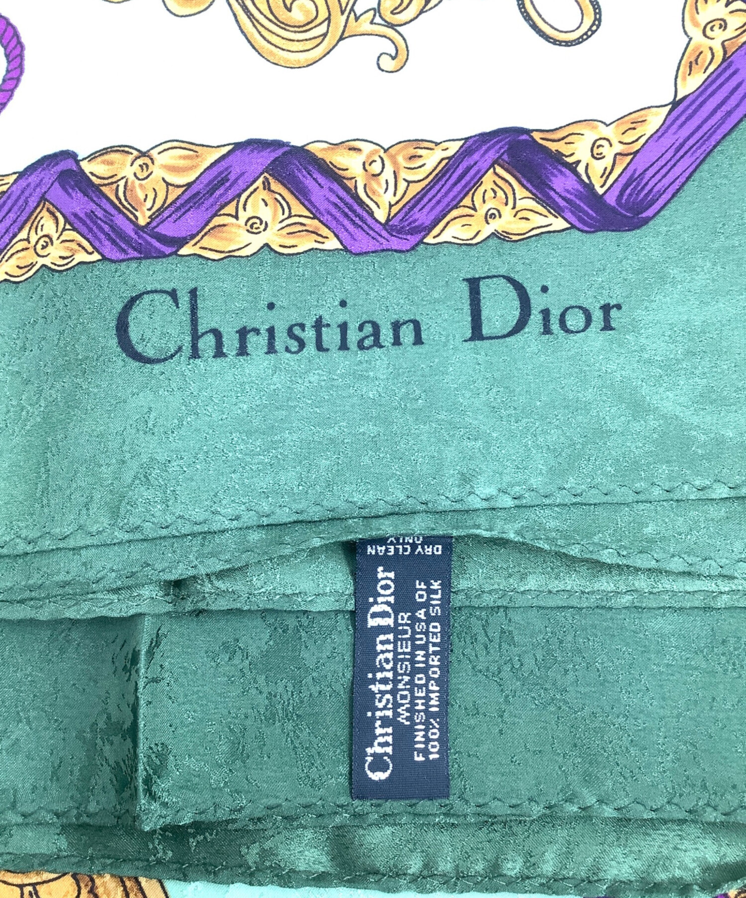 Christian Dior ヴィンテージスカーフ ミントグリーン 絹100% 中古・古着通販】Christian Dior (クリスチャン ディオール) Old Dior