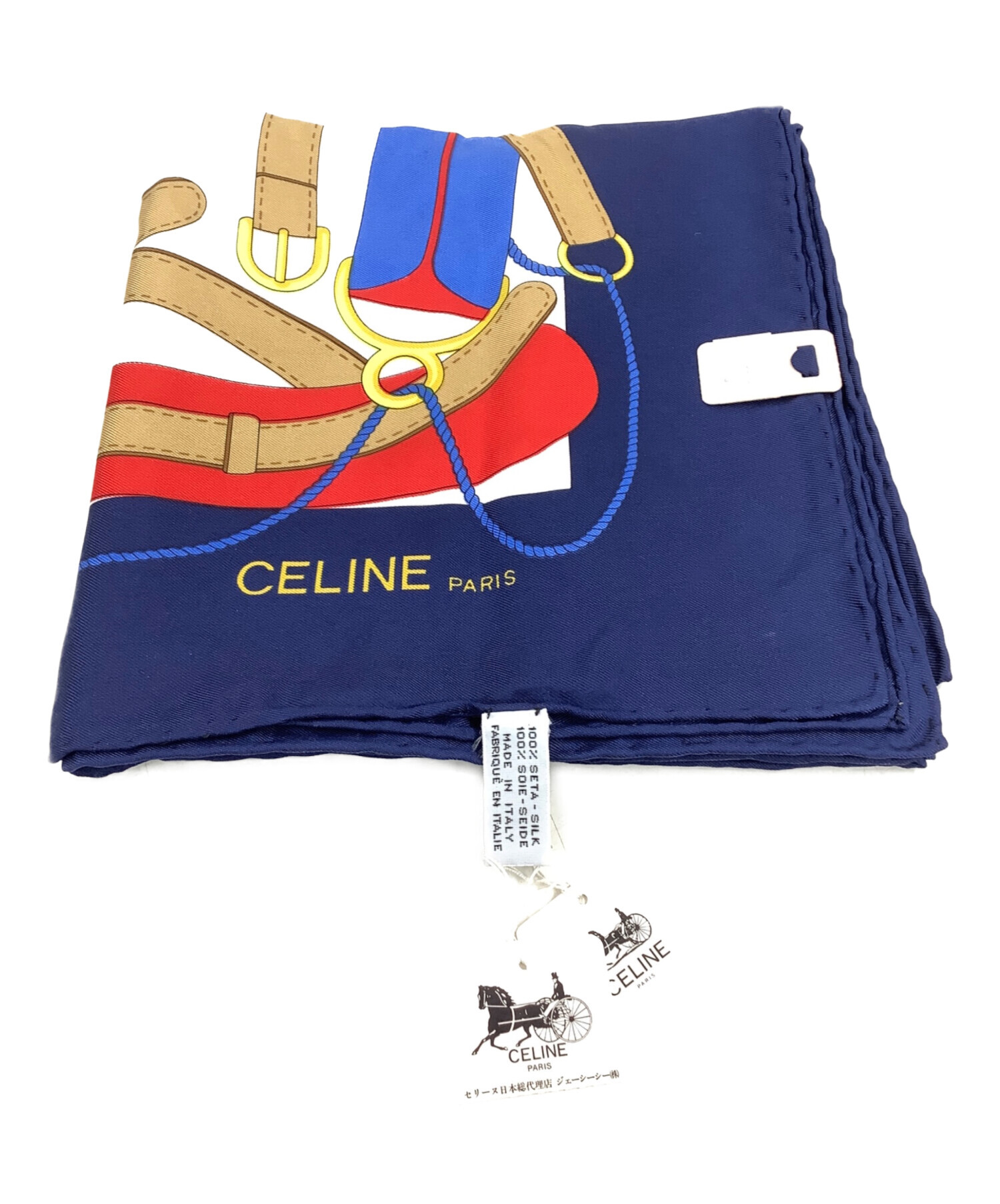 中古・古着通販】CELINE (セリーヌ) 80-90'sシルクスカーフ ネイビー