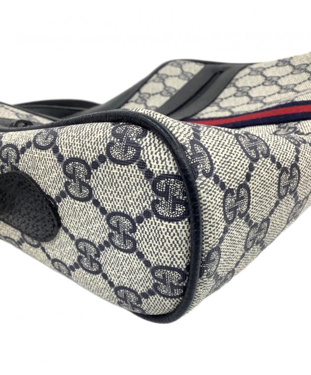 GUCCI グレー レザー ハンドバッグ 中古・古着通販】GUCCI (グッチ) 80's ショルダーバッグ グレー