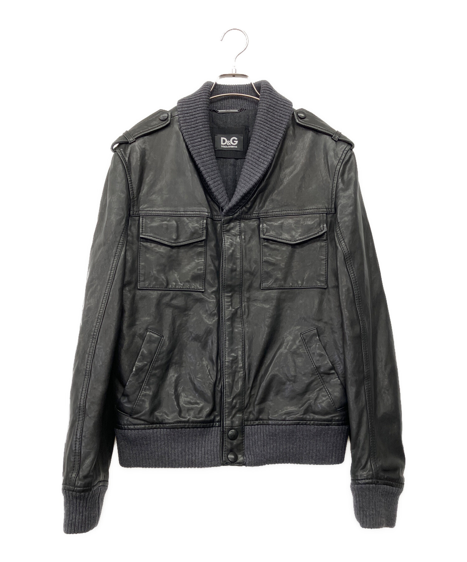 中古・古着通販】D&G (ディーアンドジー) リブラムレザーブルゾン