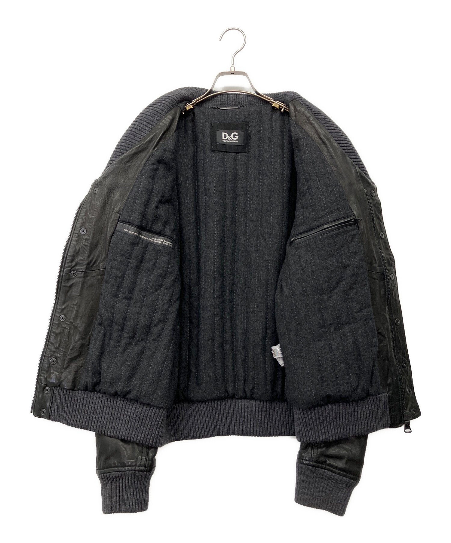 中古・古着通販】D&G (ディーアンドジー) リブラムレザーブルゾン