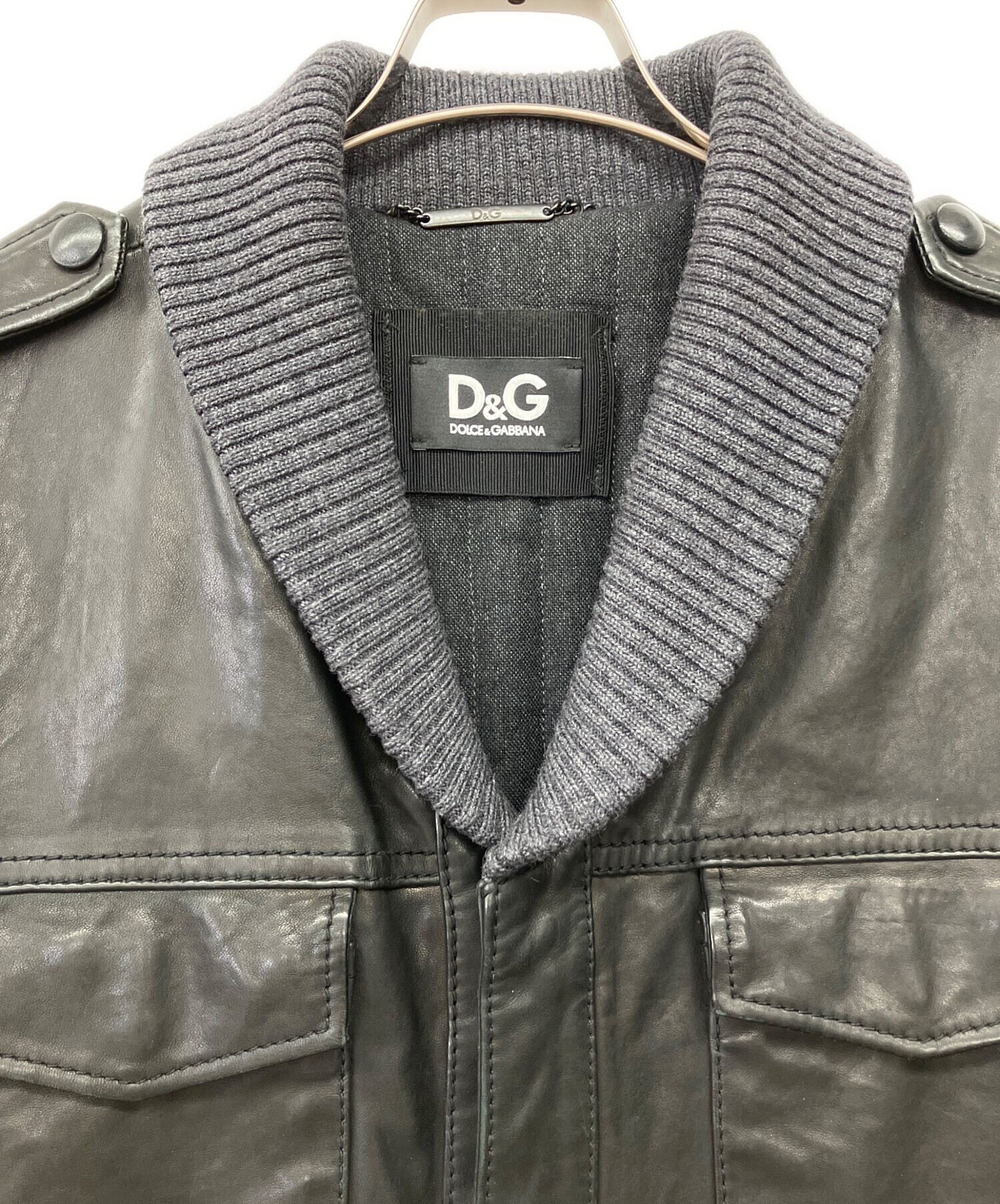 中古・古着通販】D&G (ディーアンドジー) リブラムレザーブルゾン