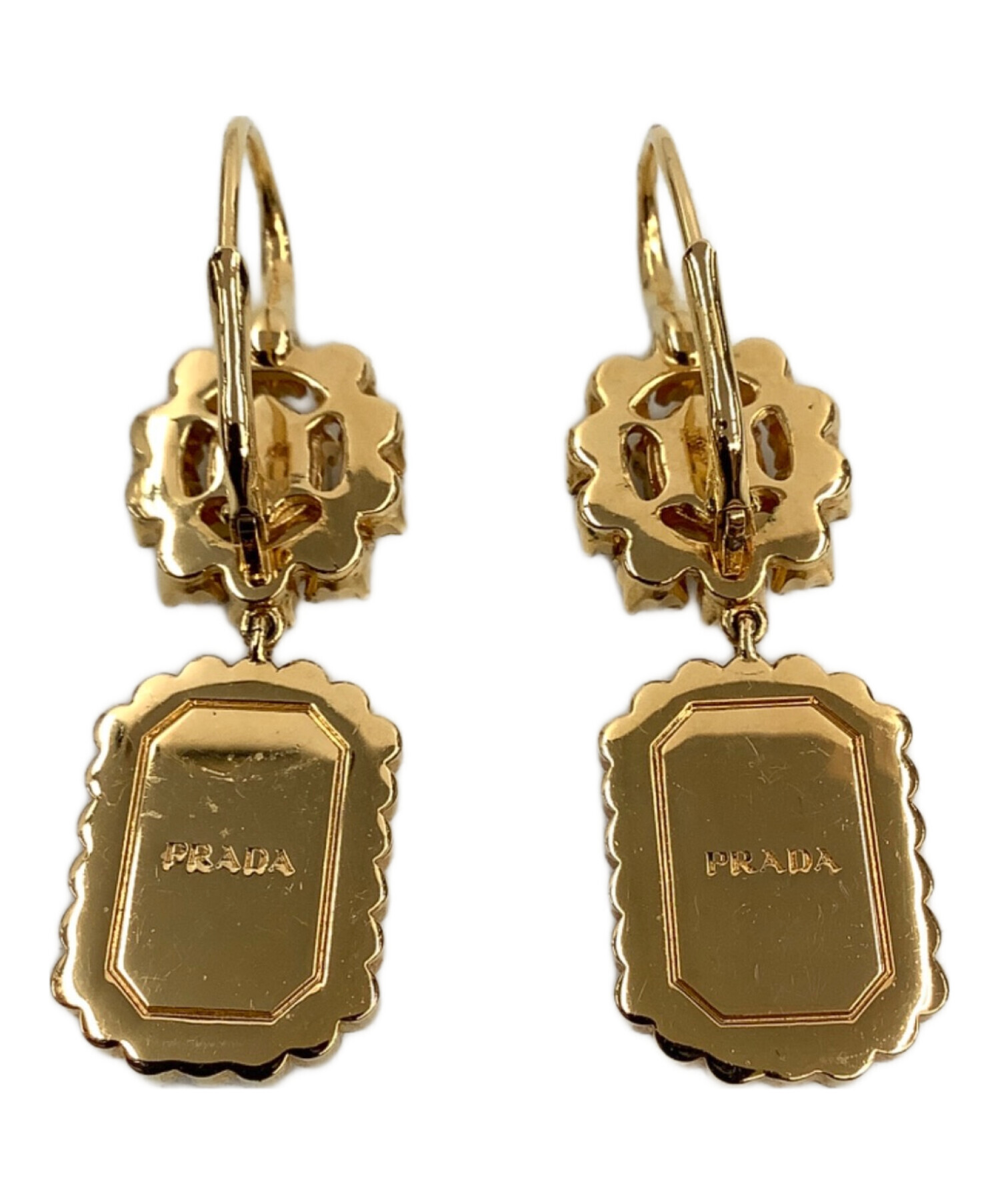 中古・古着通販】PRADA (プラダ) Gold & Multi Crystal Drop Earrings