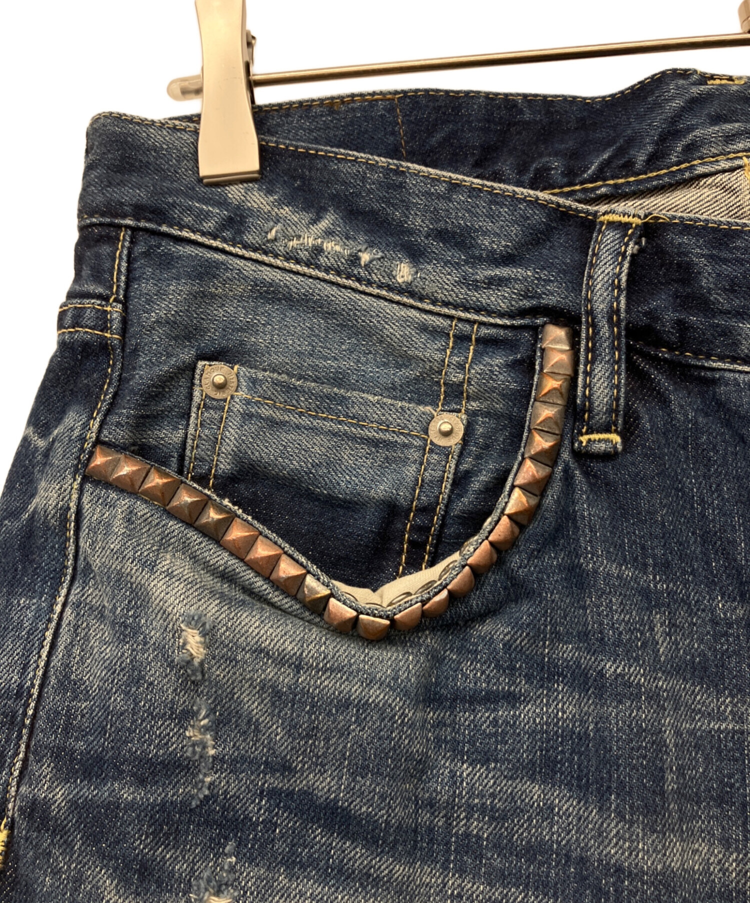 ●古着ヒステリックグラマー スタッズ加工 ブラックデニム W32 4AP2343 中古・古着通販】Hysteric Glamour (ヒステリックグラマー) RSM加工