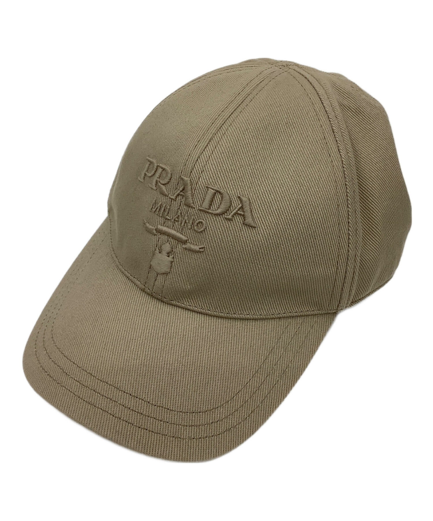 PRADA ベースボールキャップ ベージュ 中古・古着通販】PRADA (プラダ) ドリル ベースボールキャップ