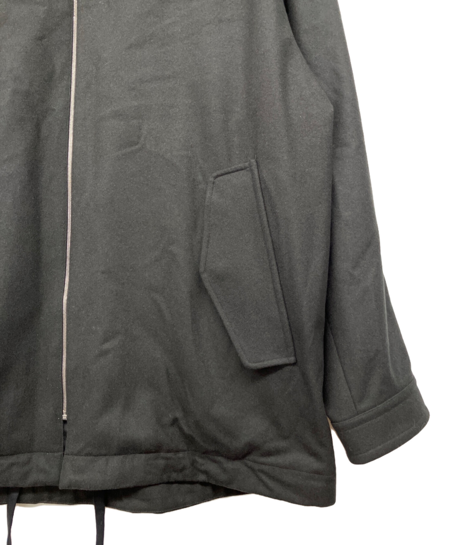 中古・古着通販】stein (シュタイン) MELTON ZIP HALF COAT ブラック