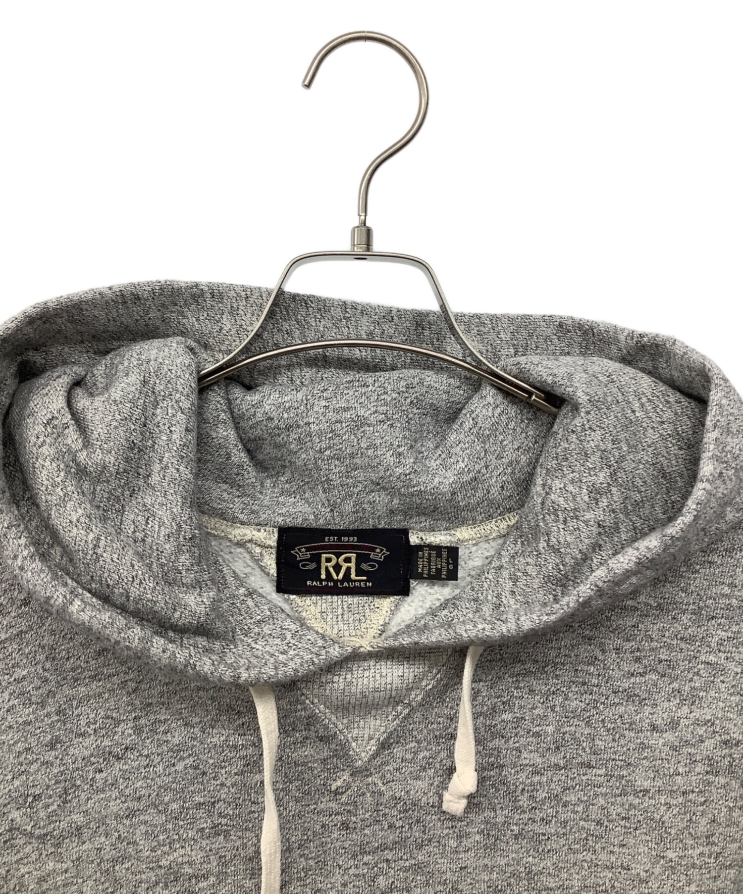 RRL ダブルアールエル ハーフジップ パーカー グレー 中古・古着通販】RRL (ダブルアールエル) 霜降り両Vガゼットドロー