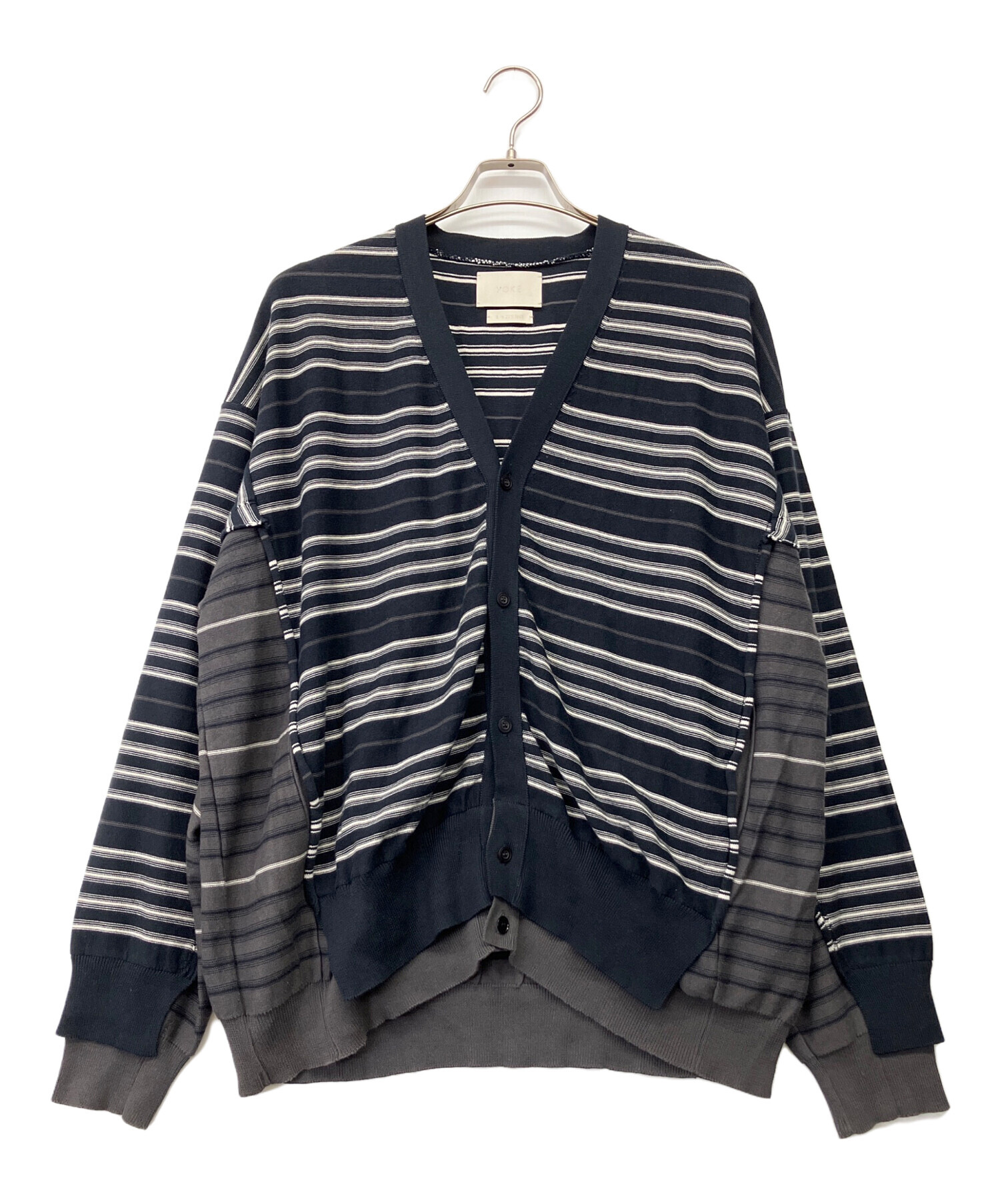 YOKE ヨーク 22SS BORDER CONNECTING CARDIGAN 中古・古着通販】YOKE (ヨーク) BORDER CONNECTING CARDIGAN ネイビー