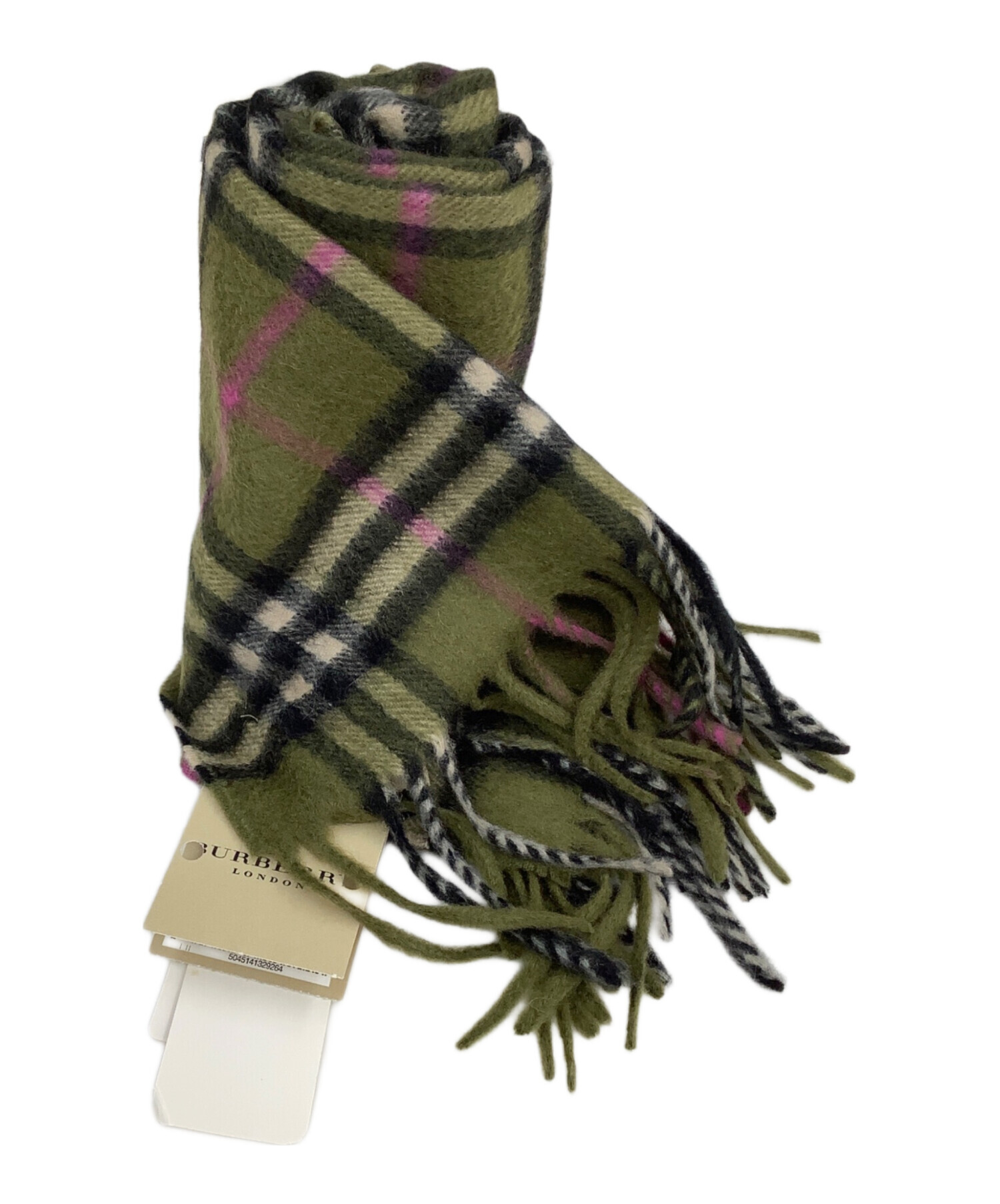 BURBERRY LONDON カシミヤ100 マフラー チェック柄 英国製 緑 中古・古着通販】BURBERRY LONDON (バーバリーロンドン) カシミヤ