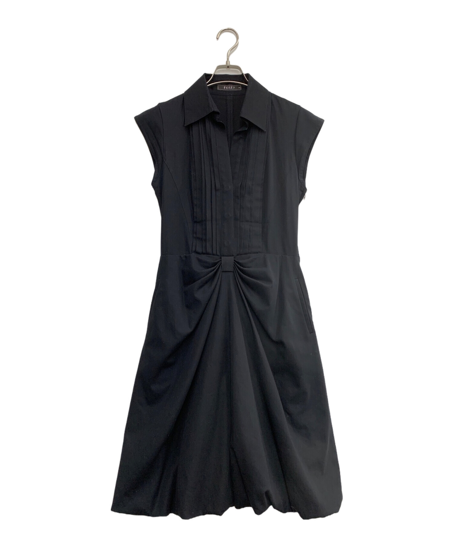 中古・古着通販】FOXEY (フォクシー) ノースリーブワンピース ブラック