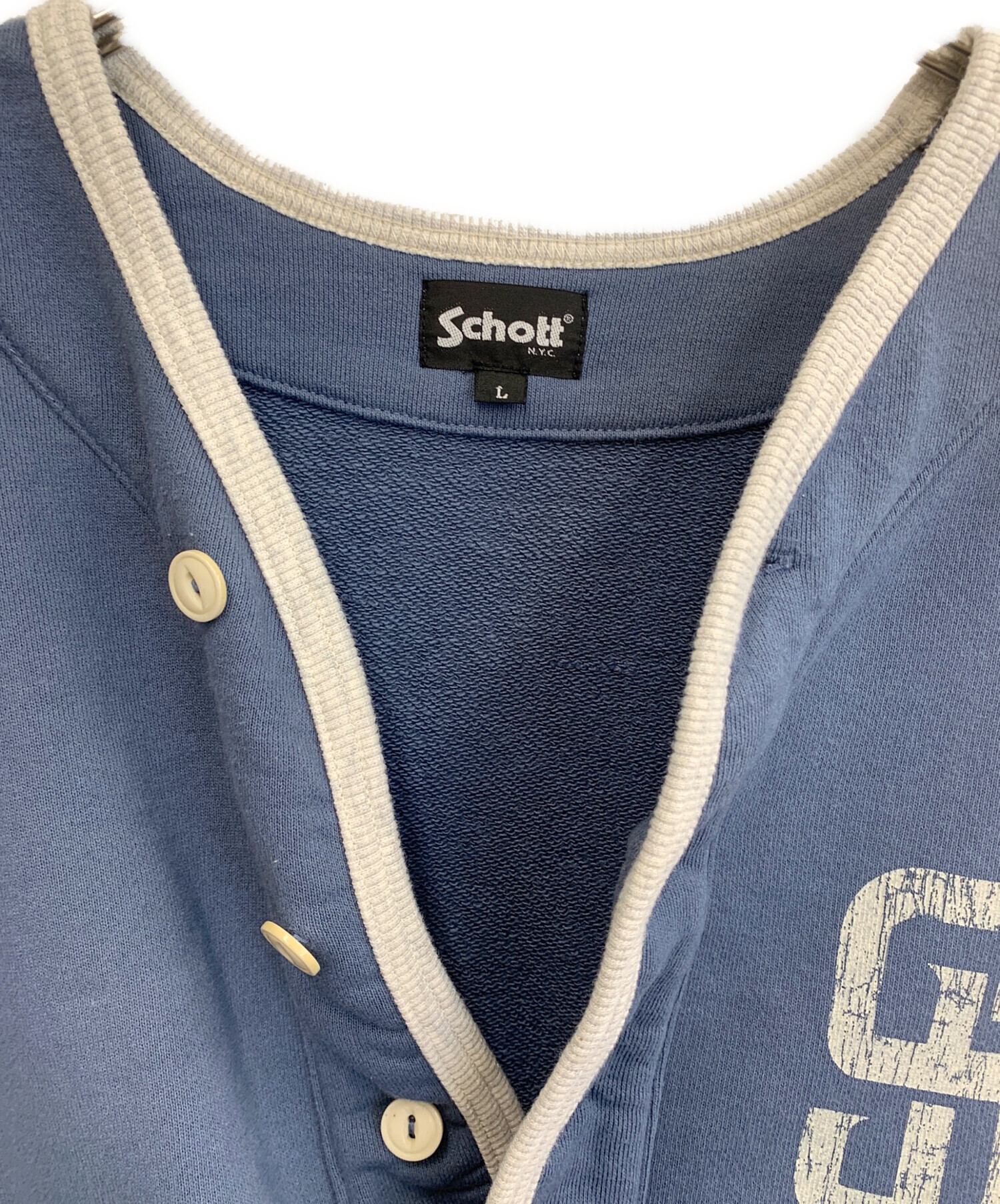 中古・古着通販】Schott (ショット) ハーフボタンスウェット ネイビー