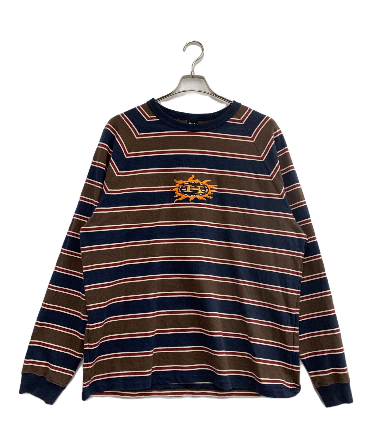 中古・古着通販】HUF (ハフ) ボーダーカットソー ネイビー×ブラウン