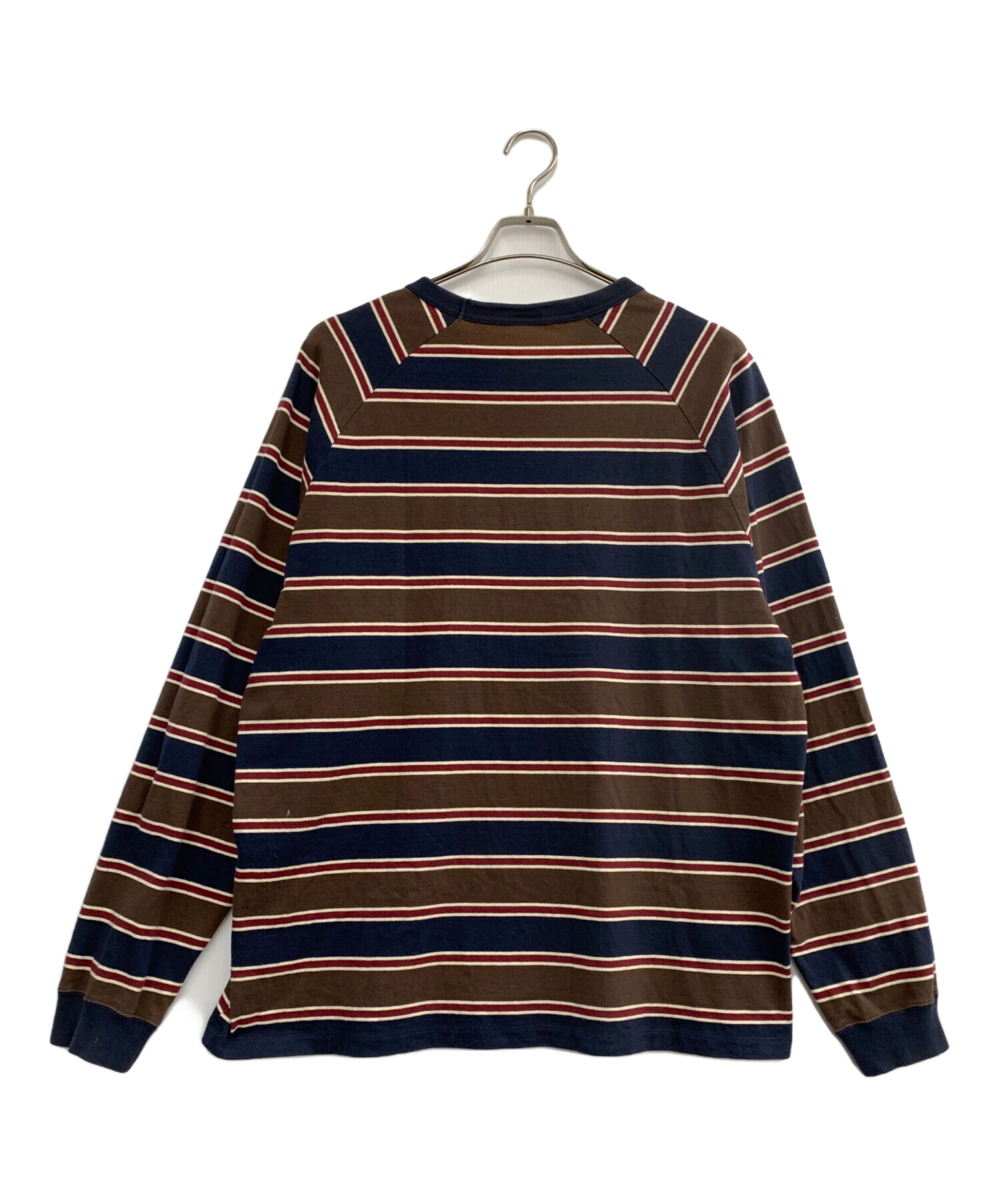 中古・古着通販】HUF (ハフ) ボーダーカットソー ネイビー×ブラウン