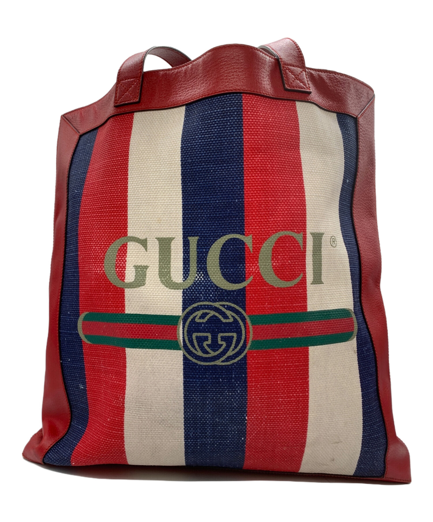 中古・古着通販】GUCCI (グッチ) トリコロールストライプロゴトート
