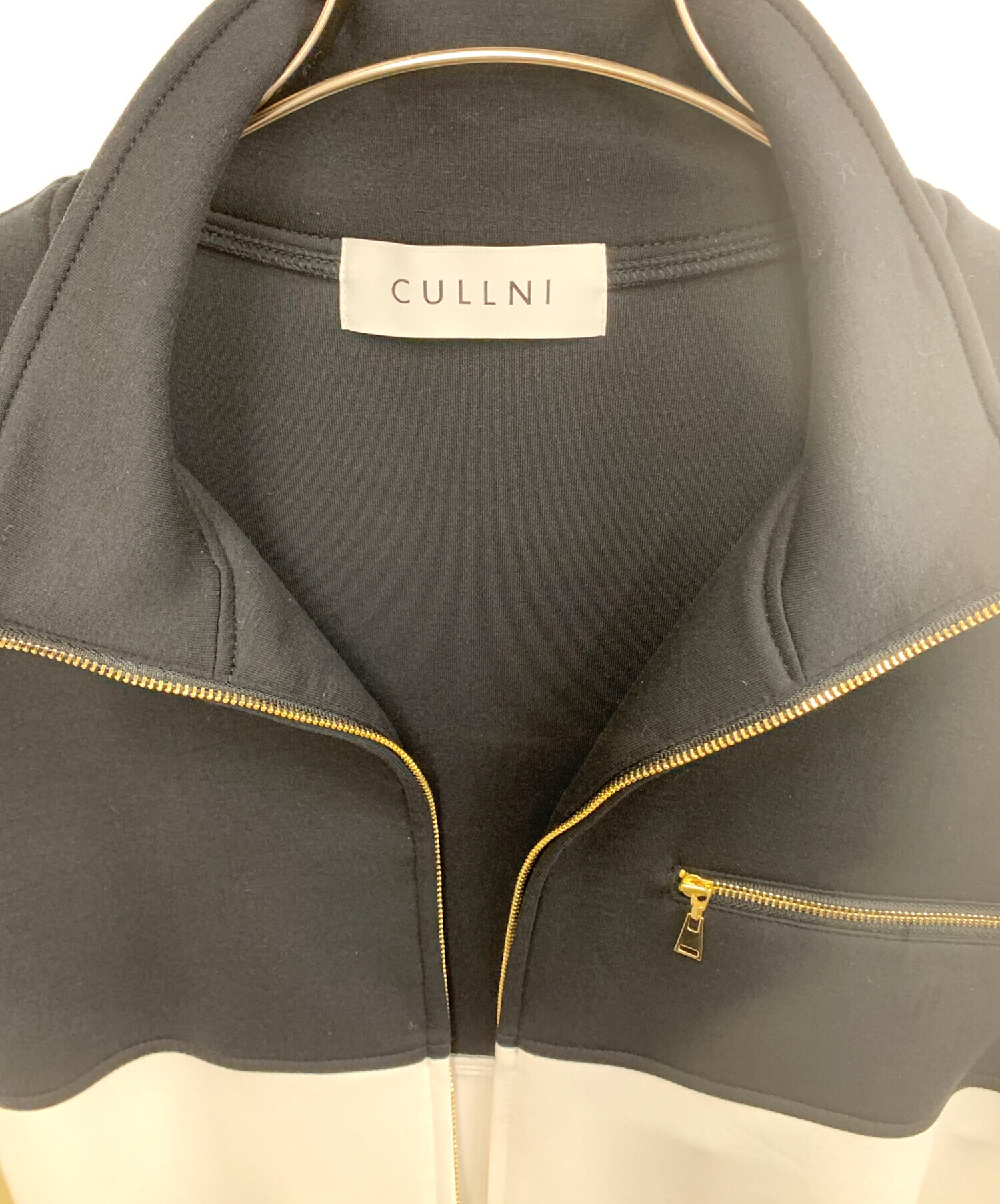 中古・古着通販】CULLNI (クルニ) ジップジャケット ブラック×ホワイト 