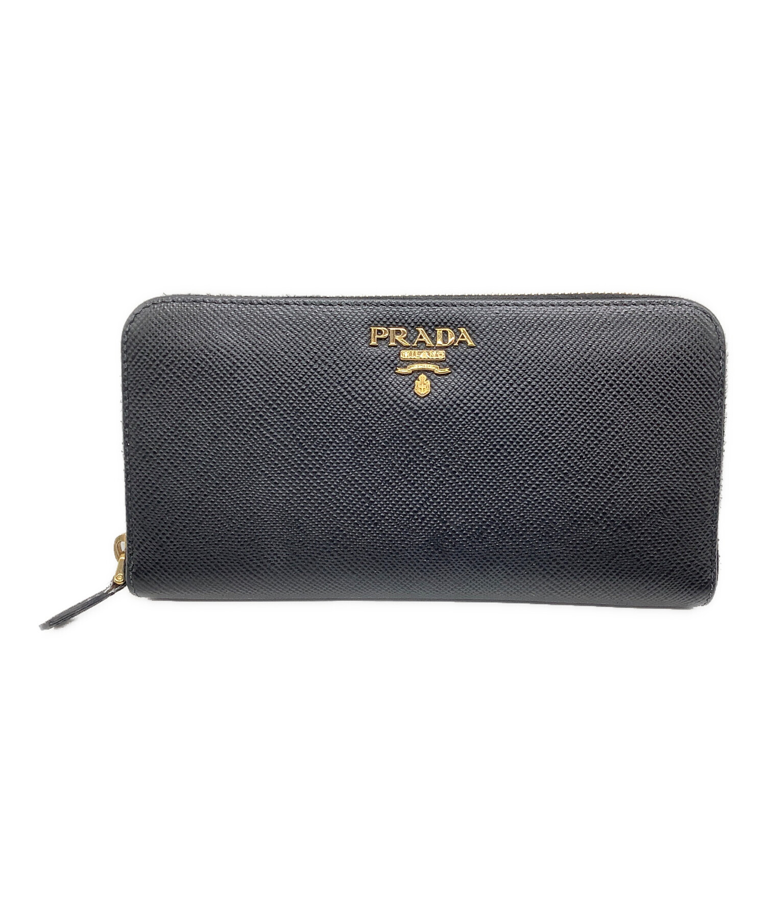 中古・古着通販】PRADA (プラダ) ラウンドファスナー長財布 ブラック