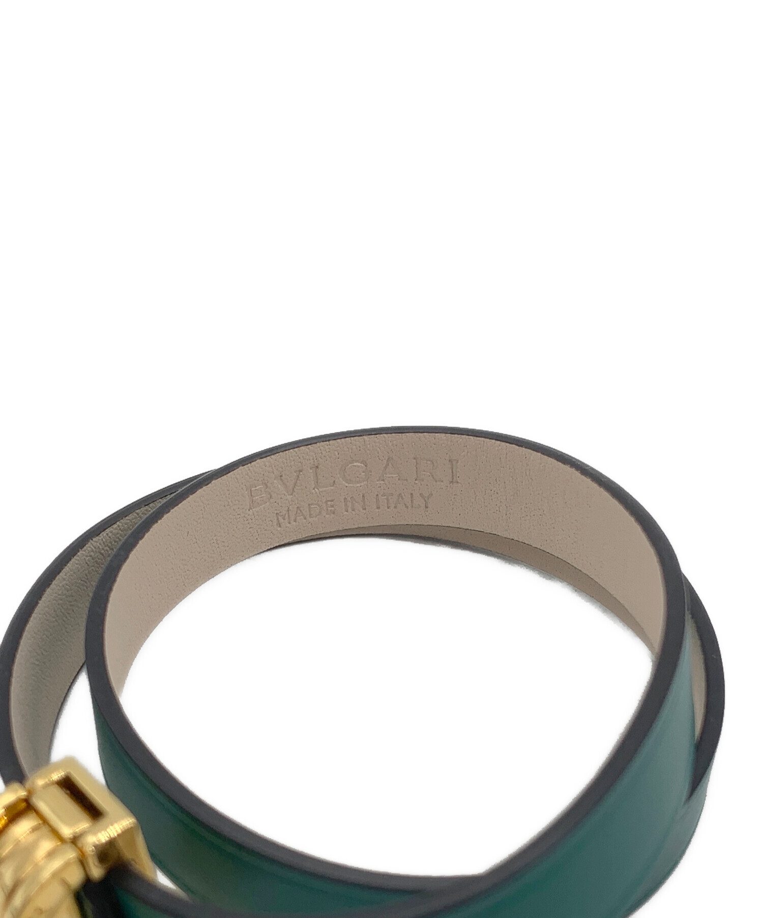 BVLGARI スターレザー グリーン ブレスレット 中古・古着通販】BVLGARI (ブルガリ) レザーバングル グリーン