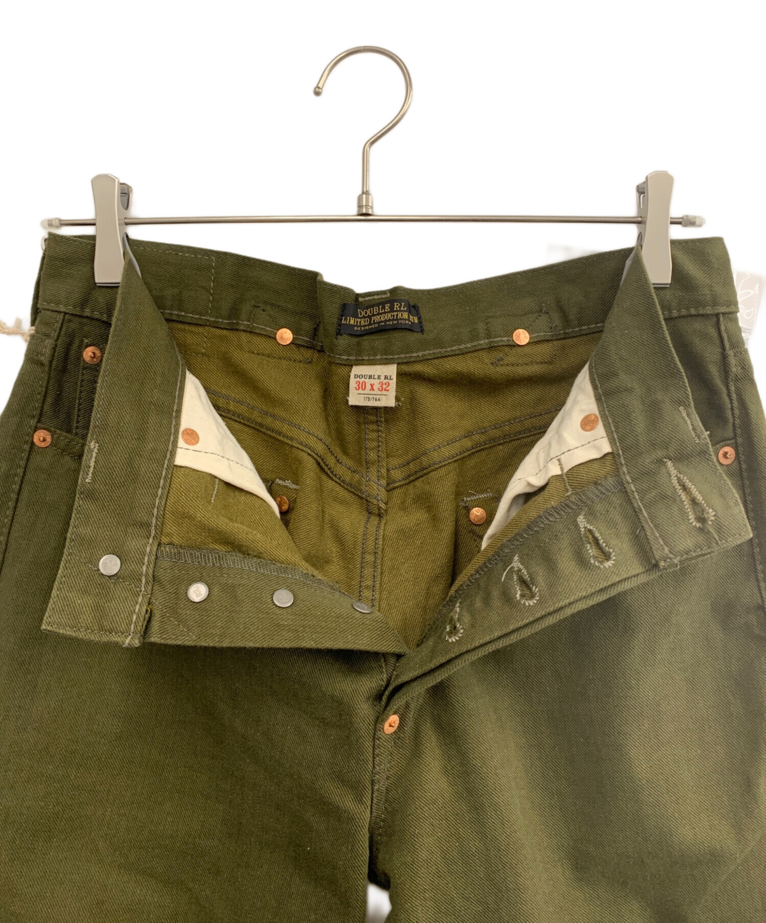 RRL ダブルアールエル　カーキ　ストレートパンツ サイズ30 中古・古着通販】RRL (ダブルアールエル) デニムパンツ カーキ サイズ