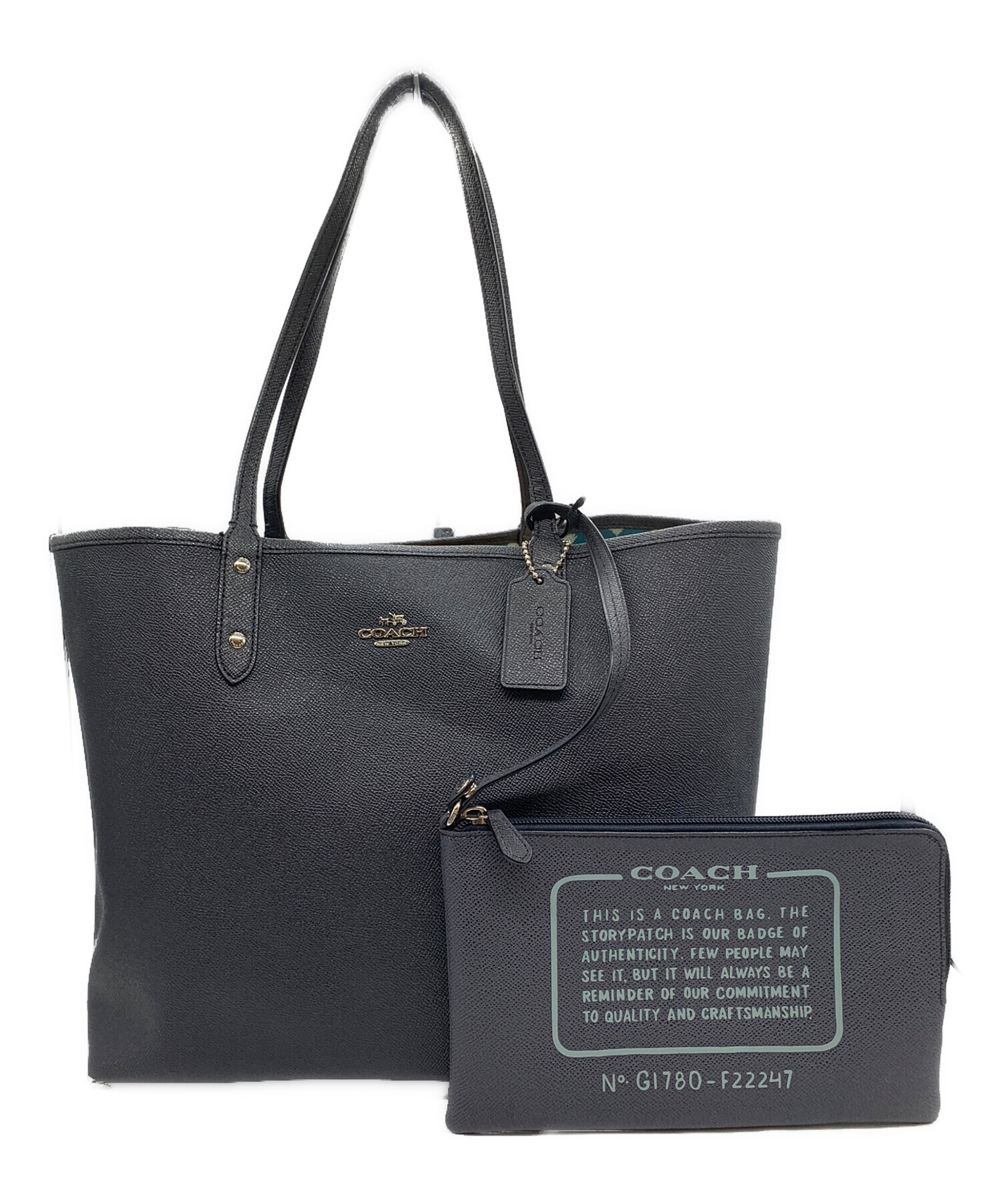 中古・古着通販】COACH (コーチ) リバーシブルトートバッグ ネイビー