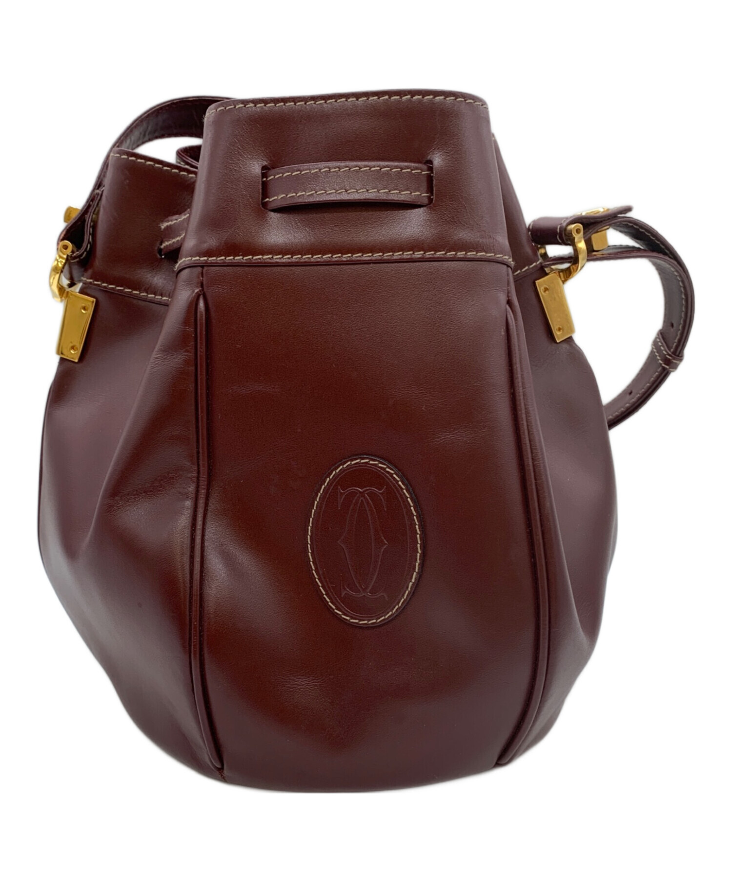 中古・古着通販】Cartier (カルティエ) 巾着ショルダーバッグ ワイン