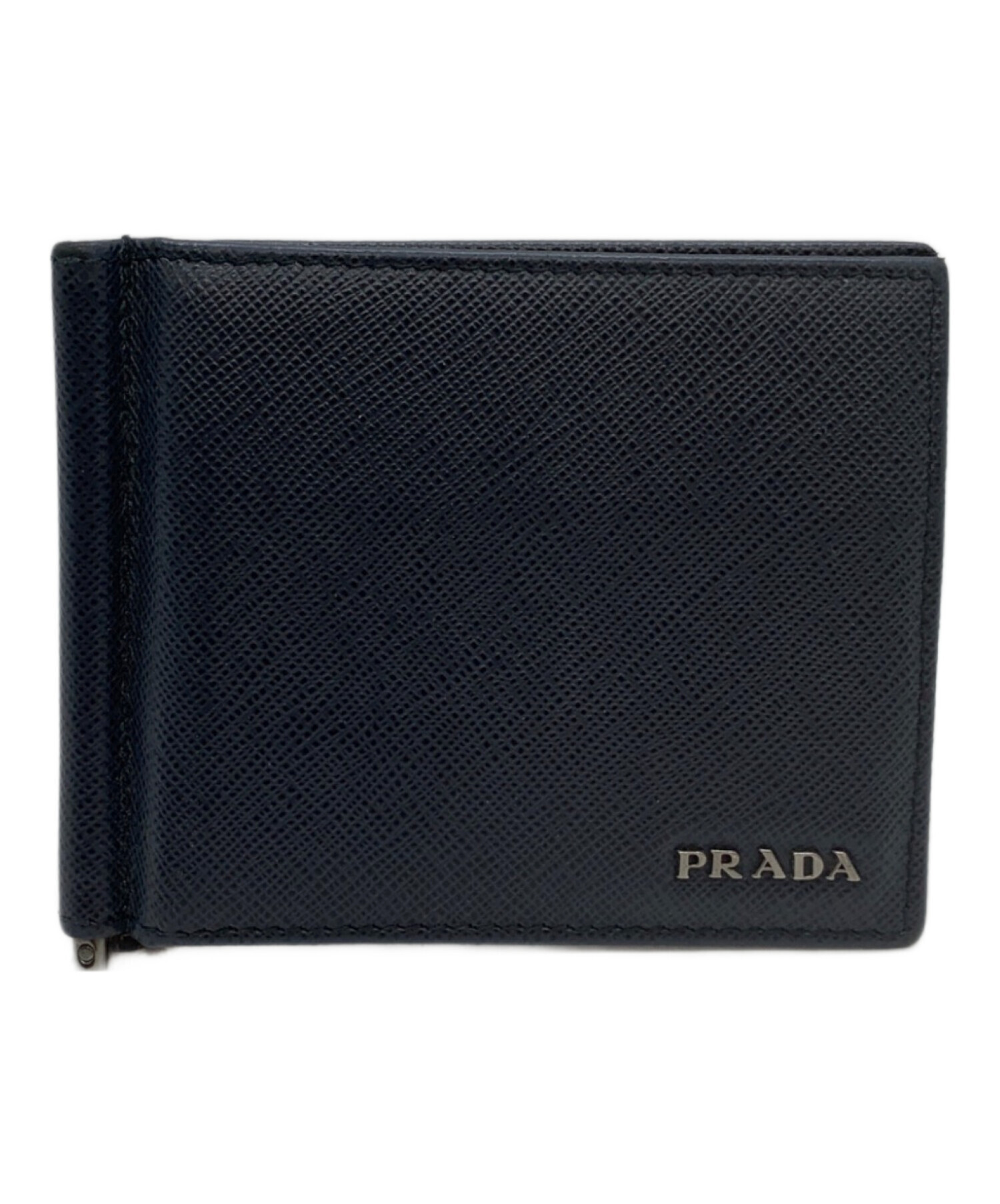 メンズ PRADA ネイビー マネークリップ 財布