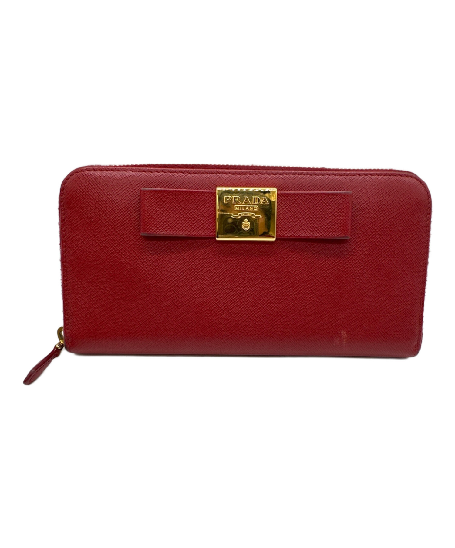 PRADA プラダ 長財布 リボン レッド ラウンドファスナー PRADA リボン
