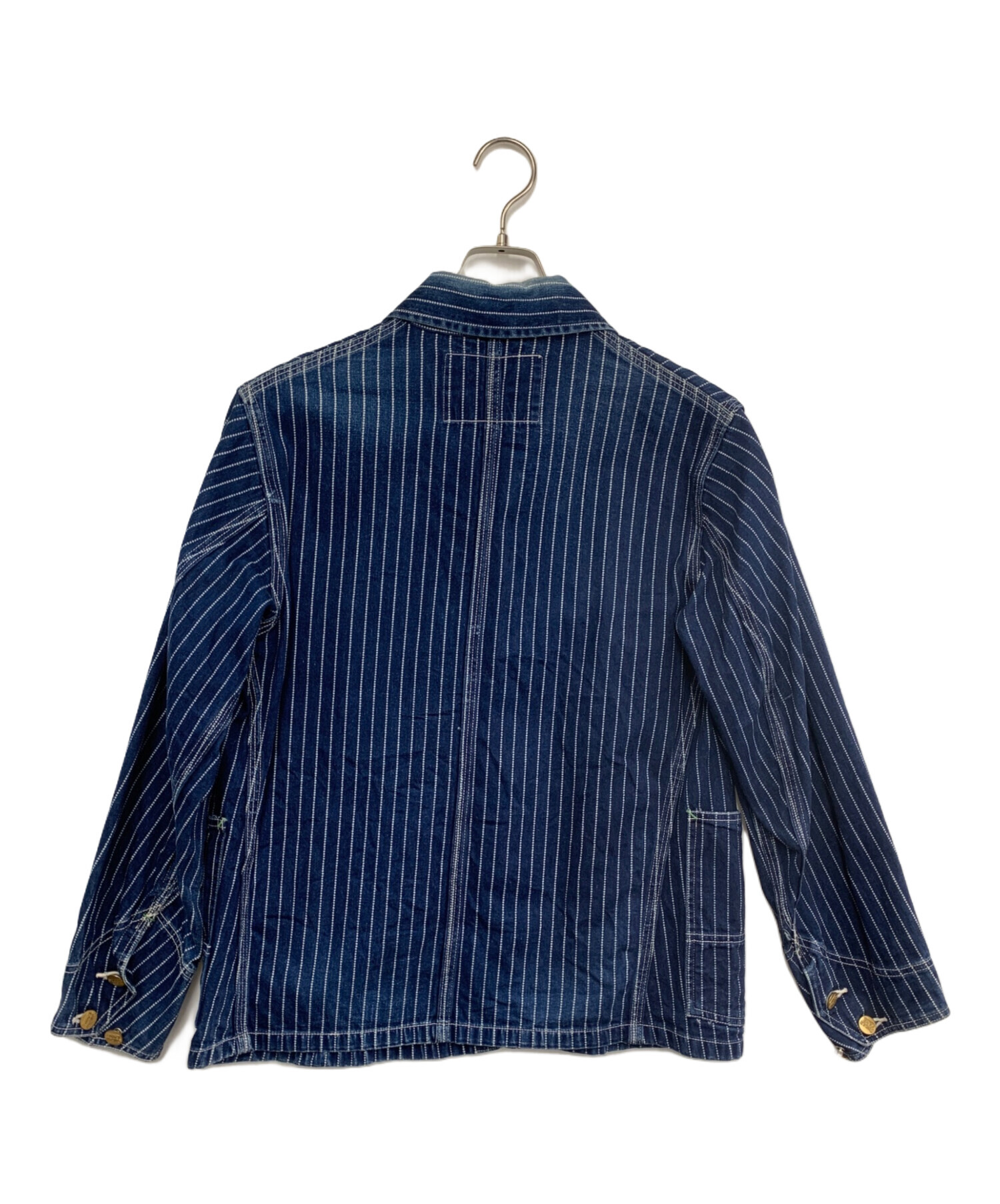 Sugar Cane ダークネイビー ストライプ カバーオール サイズ38 中古・古着通販】SUGAR CANE (シュガーケーン) ウォバッシュストライプ