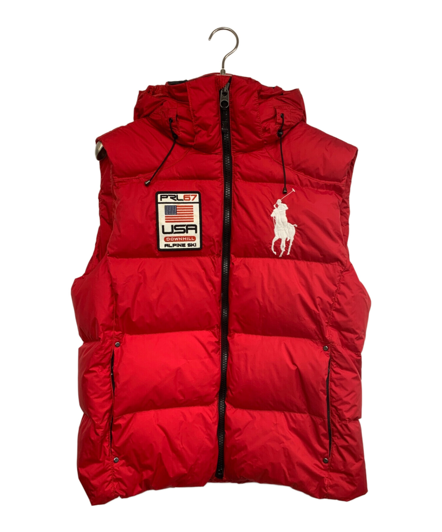 RALPH LAUREN ダウンベスト　レッド　レディース　フード付き　Mサイズ 中古・古着通販】POLO RALPH LAUREN (ポロ・ラルフローレン) ダウン