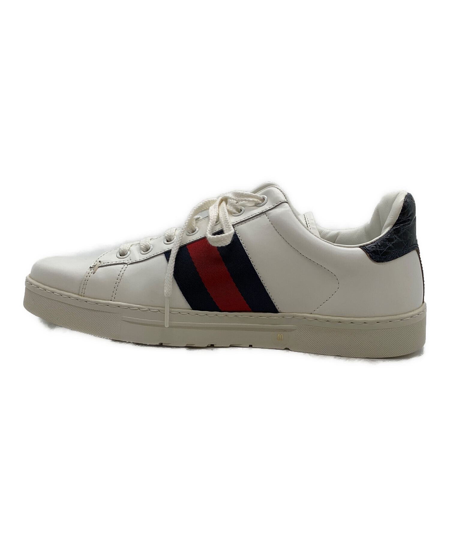 【人気】GUCCIグッチシマ シェリーライン スニーカーホワイトGG柄361/2 中古・古着通販】GUCCI (グッチ) シェリーラインローカットスニーカー