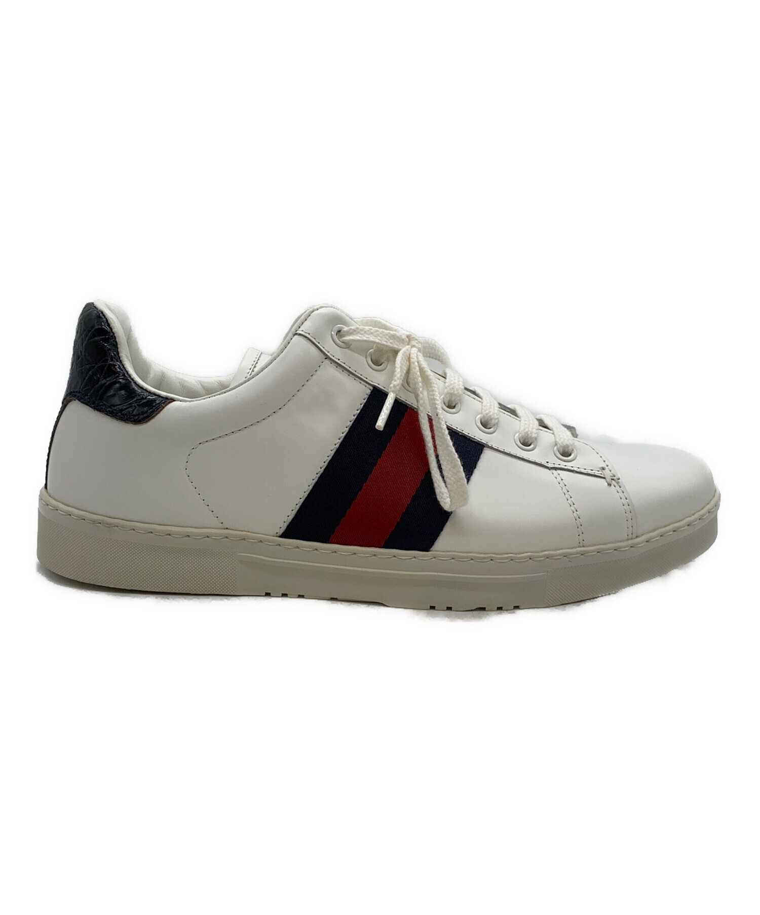 GUCCI　 ホワイト/ブラック スニーカー 中古・古着通販】GUCCI (グッチ) シェリーラインローカットスニーカー