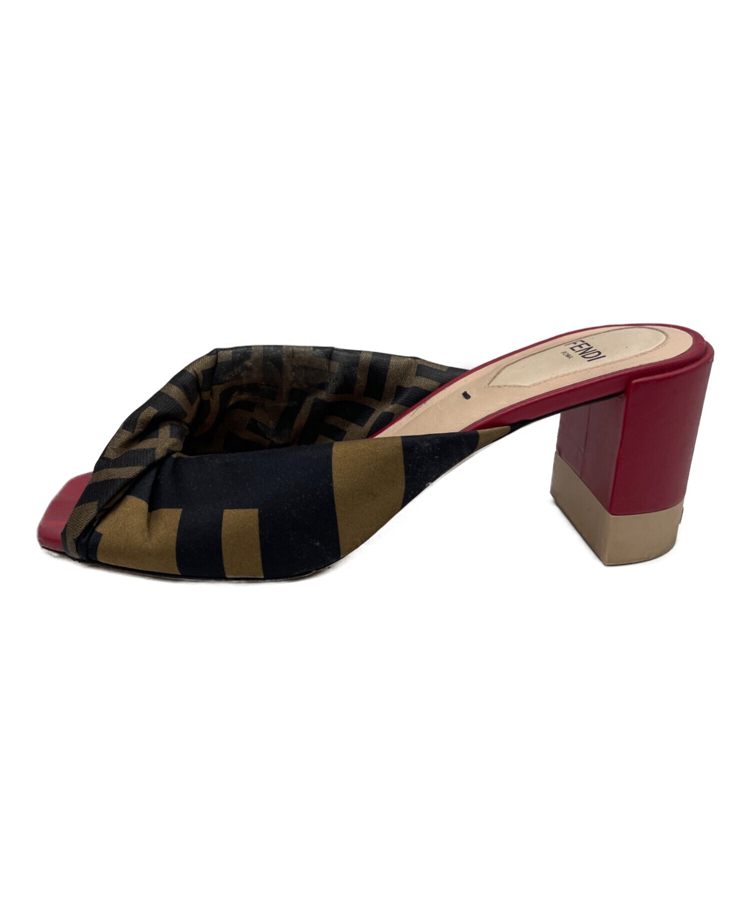 中古・古着通販】FENDI (フェンディ) ミュール ブラック×レッド サイズ