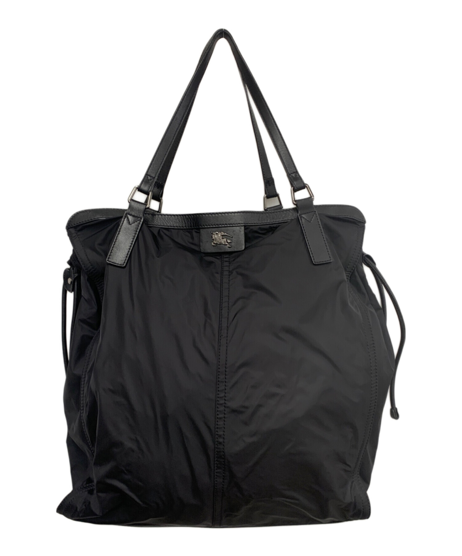 未使用級 バーバリー ハンドバッグ トートバッグ ブラック レザー ナイロン 中古・古着通販】BURBERRY (バーバリー) ナイロントートバッグ