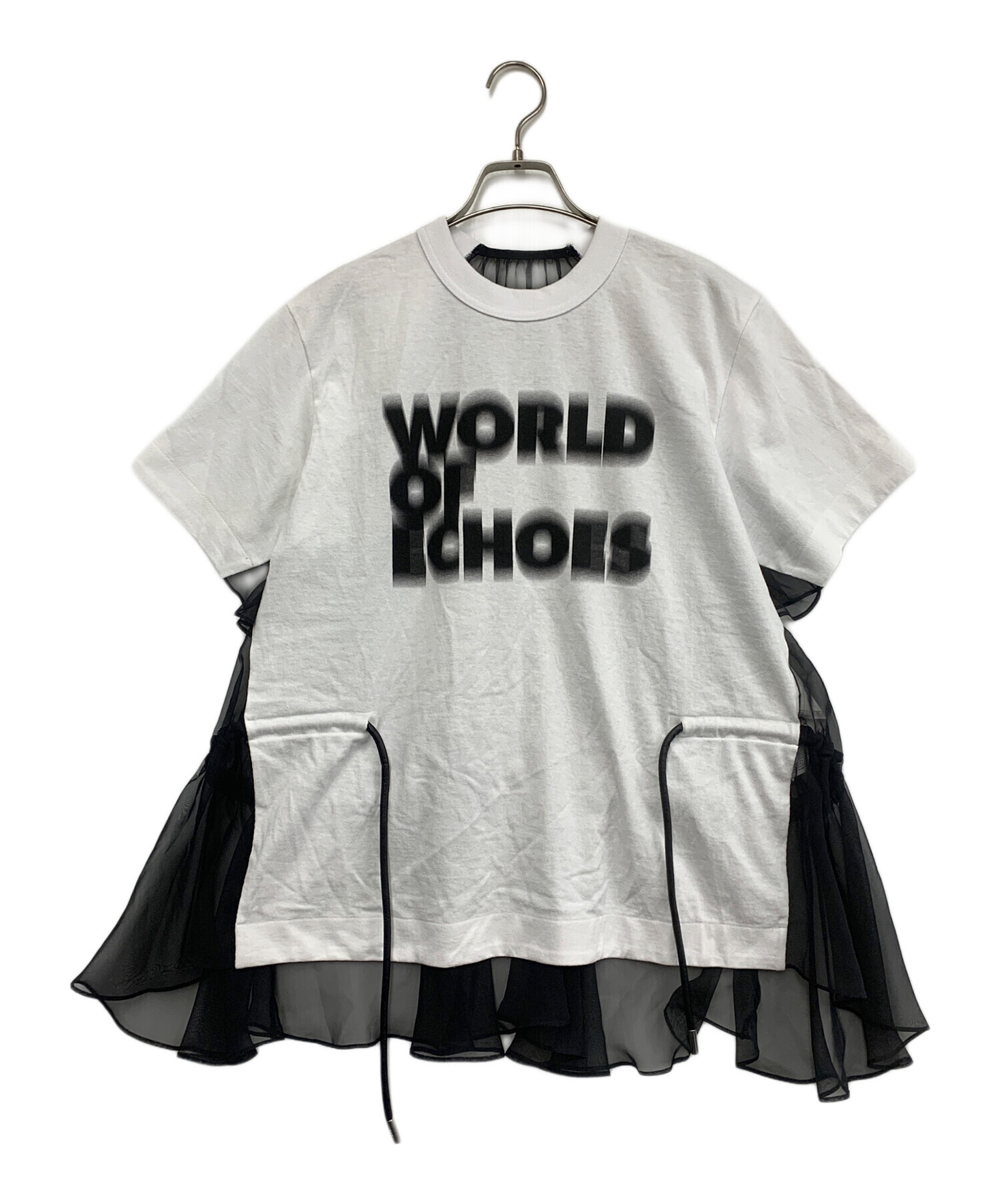 美品sacai ホワイト レースドッキング半袖 トップス1 中古・古着通販】sacai (サカイ) レースドッキング Tシャツ ホワイト