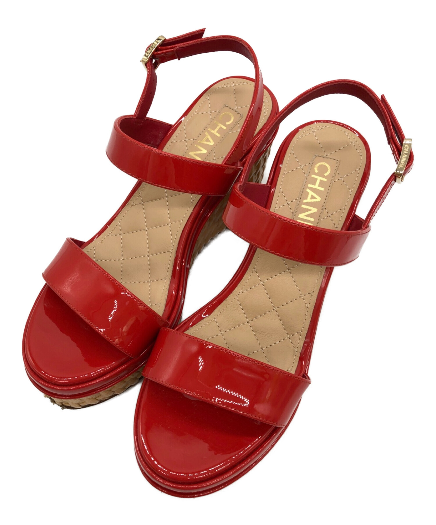 新品 シャネル サンダル レッド