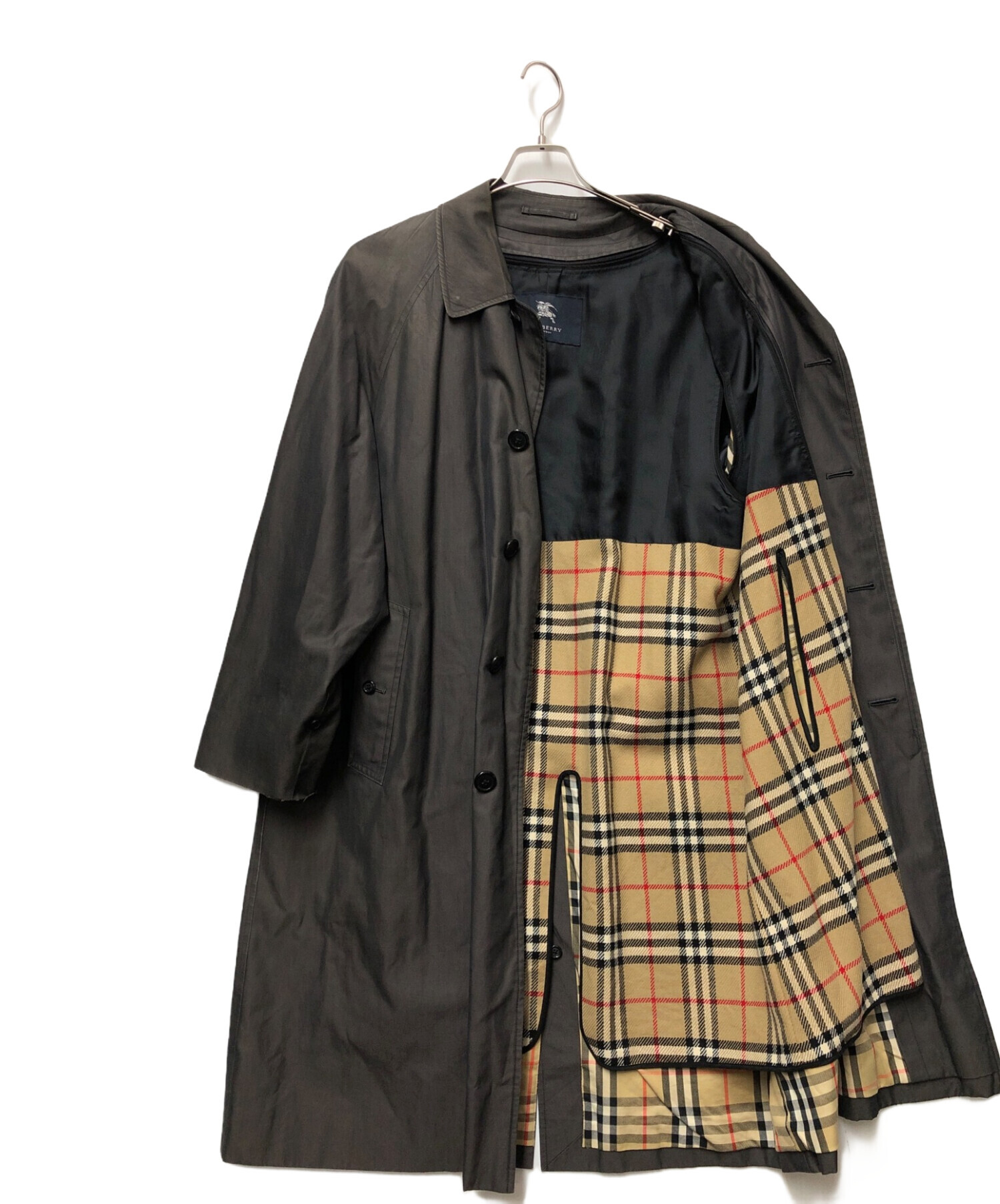 Burberry London ノバチェックライナー付きステンカラーコート 中古