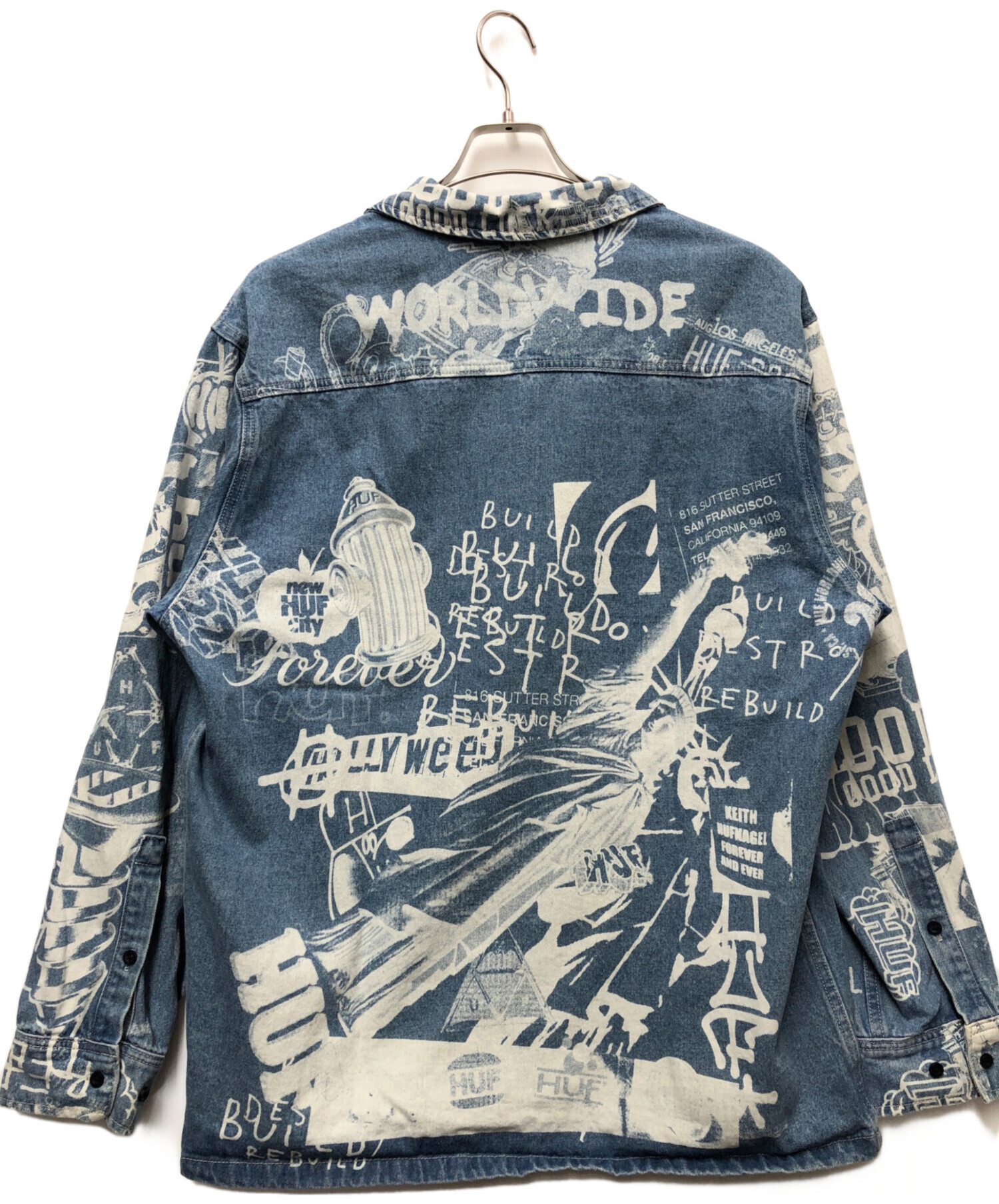 中古・古着通販】HUF (ハフ) デニムジャケット ブルー サイズ:XL 