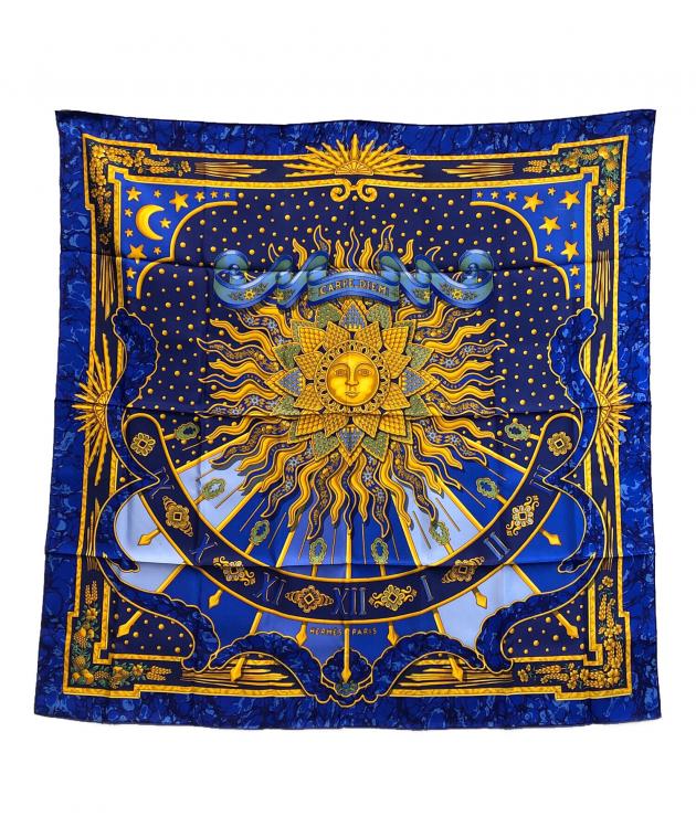 中古・古着通販】HERMES (エルメス) カレ90 CARPE DIEM ブルー