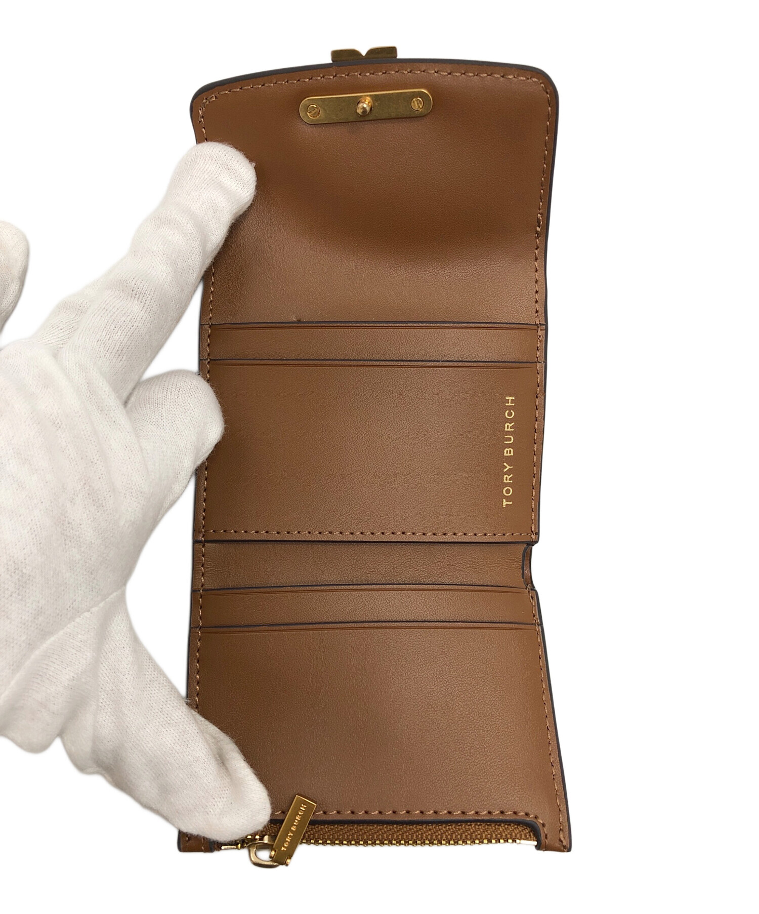 トリーバーチ　TORY BURCH 折り財布　ブラウン　未使用に近い 中古・古着通販】TORY BURCH (トリーバーチ) 3つ折り財布 ブラウン